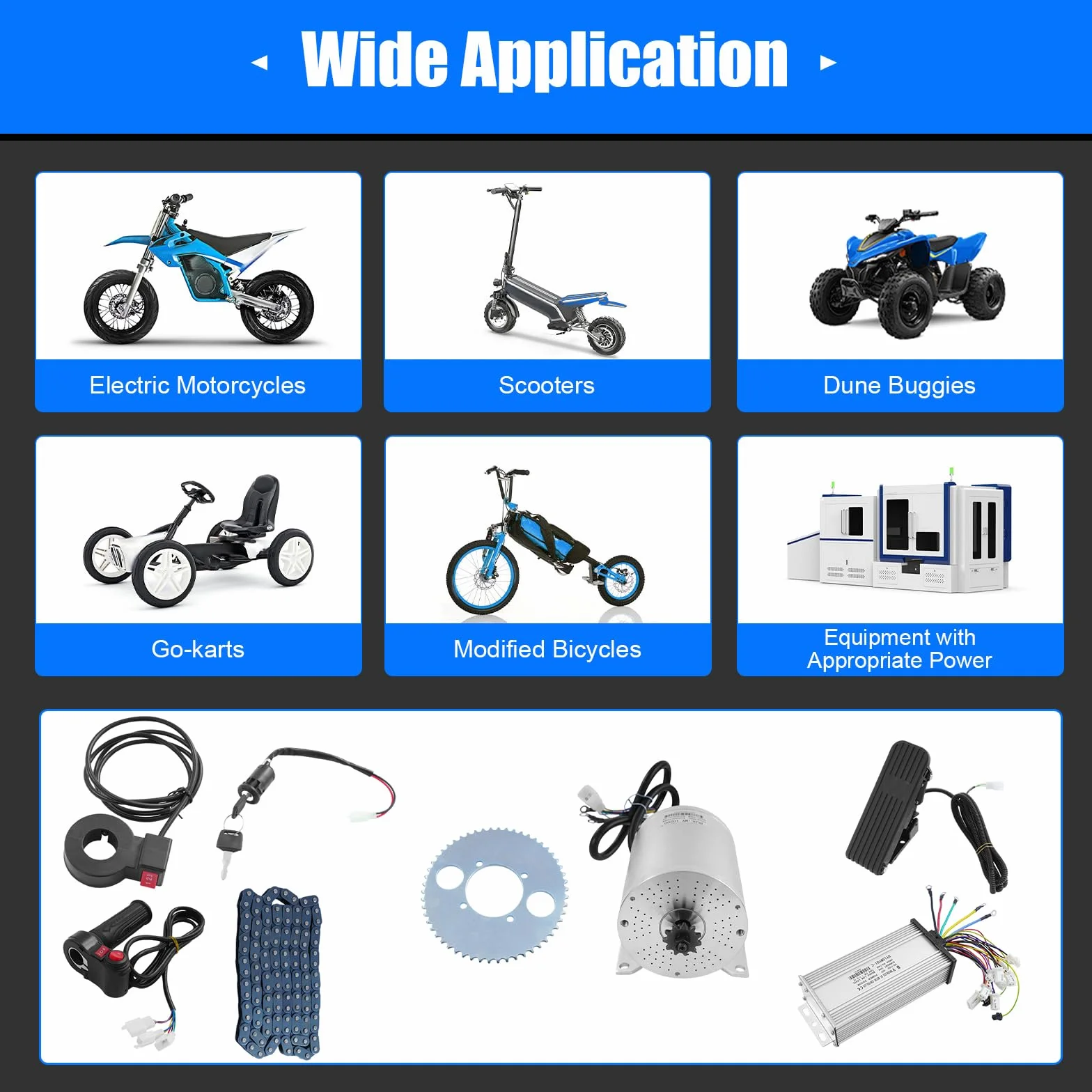 Motor eléctrico sin escobillas de 60 V, 2000 W, con regulador de velocidad, controlador y acelerador de pies, para scooter eléctrico, scooter eléctrico, Dirt Bikes, Gokarts, E-bike DC Motorbausatz