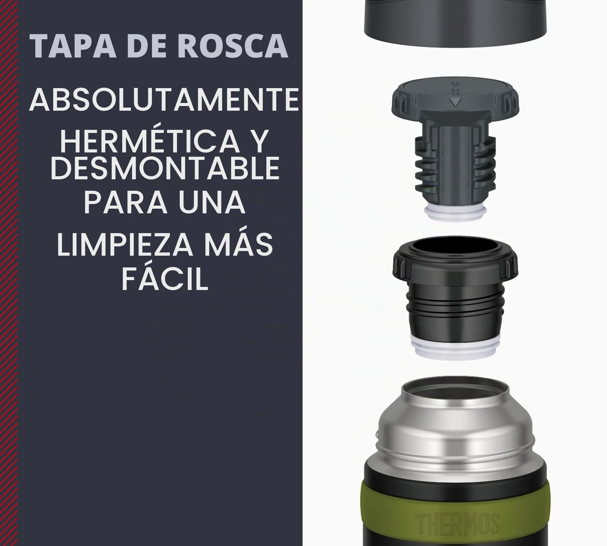THERMOS Botella, Acero Inoxidable, Charcoal Black Mat, 0,7 Liter
