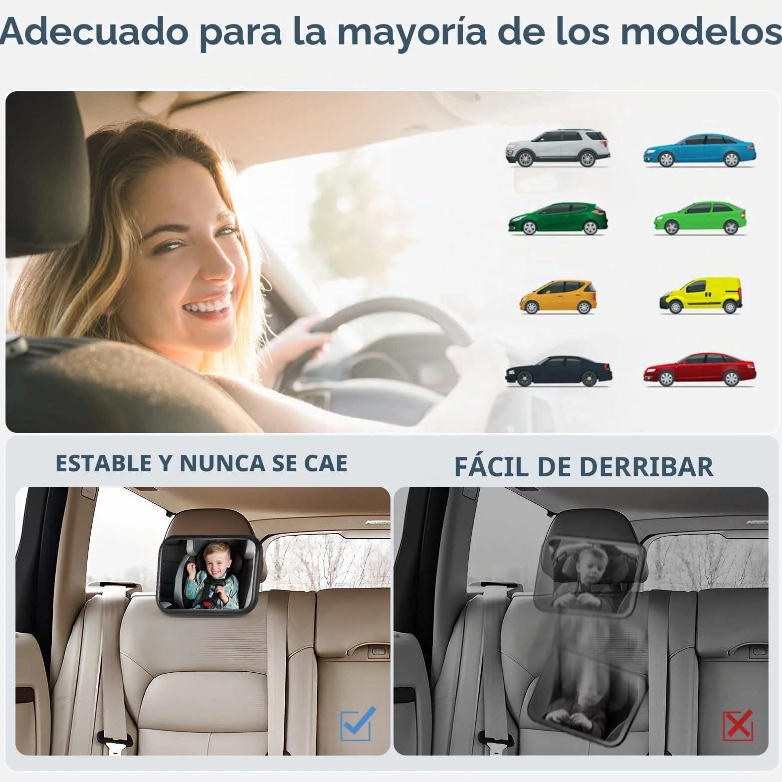 Vinabo Espejo de Coche para bebé Giratorio 360° con Clip de Gancho y Bloqueo de Marcha atrás