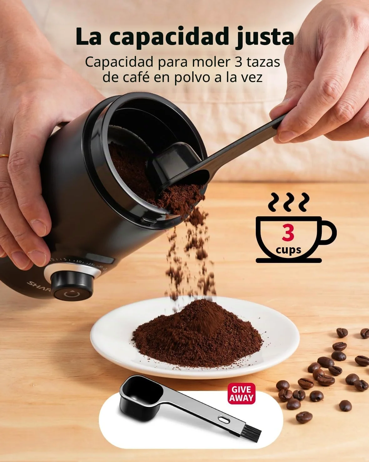 SHARDOR Molinillo de café eléctrico, molinillo de especias de gran capacidad de 70 g con perilla de sincronización visual para una molienda precisa, molinillo silencioso de granos de café para