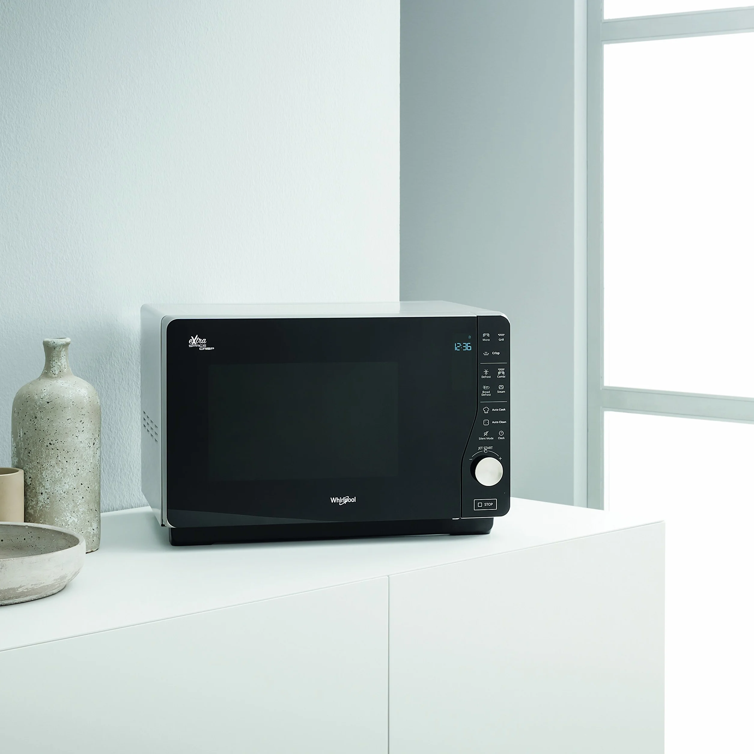 Whirlpool MWF 427 SL Encimera - Microondas (Encimera, Microondas combinado, 25 L, 800 W, Botones, Tocar, Negro, Plata)