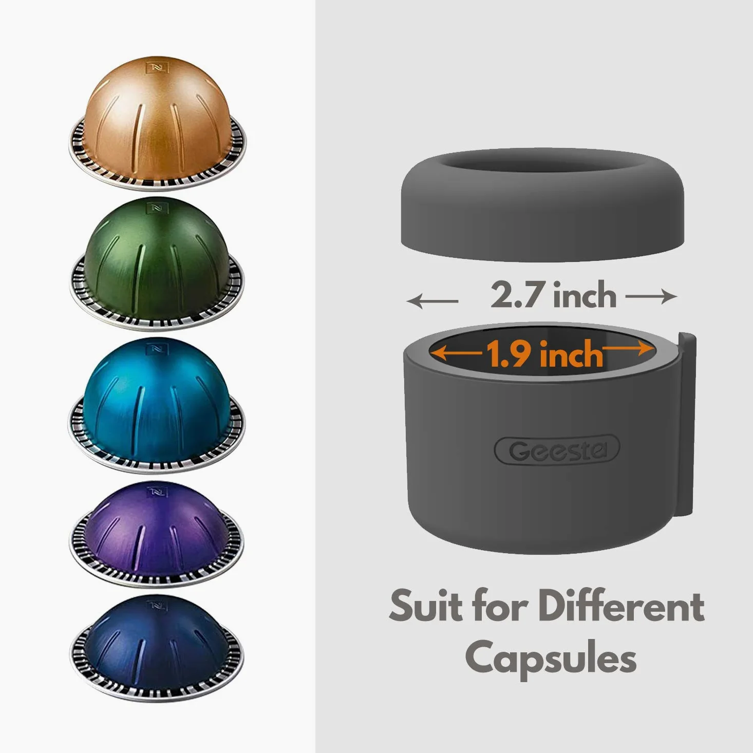 Kit de recambio de cápsulas de café de fácil sellado para Nespresso Vertuoline con un cepillo, cuchara, soporte de cápsulas reutilizable y 80 sellos de aluminio de alta calidad