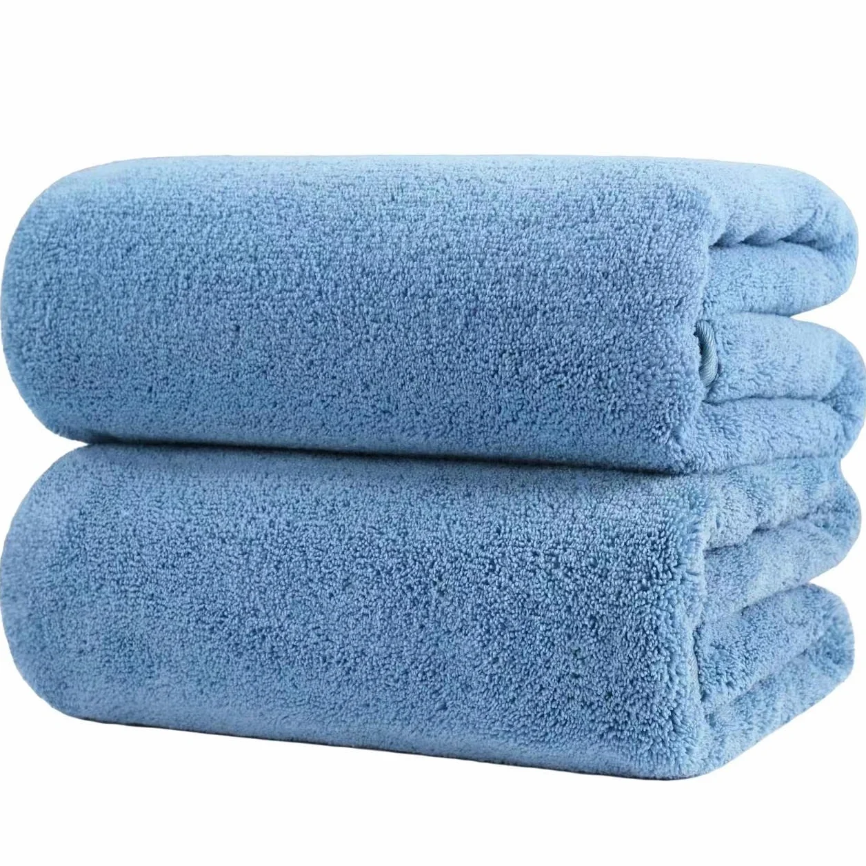 Polyte - Toalla de baño de Microfibra antipelusa - Secado rápido - Premium - 88,9 x 177,8 cm - Pack de 2 (Azul)