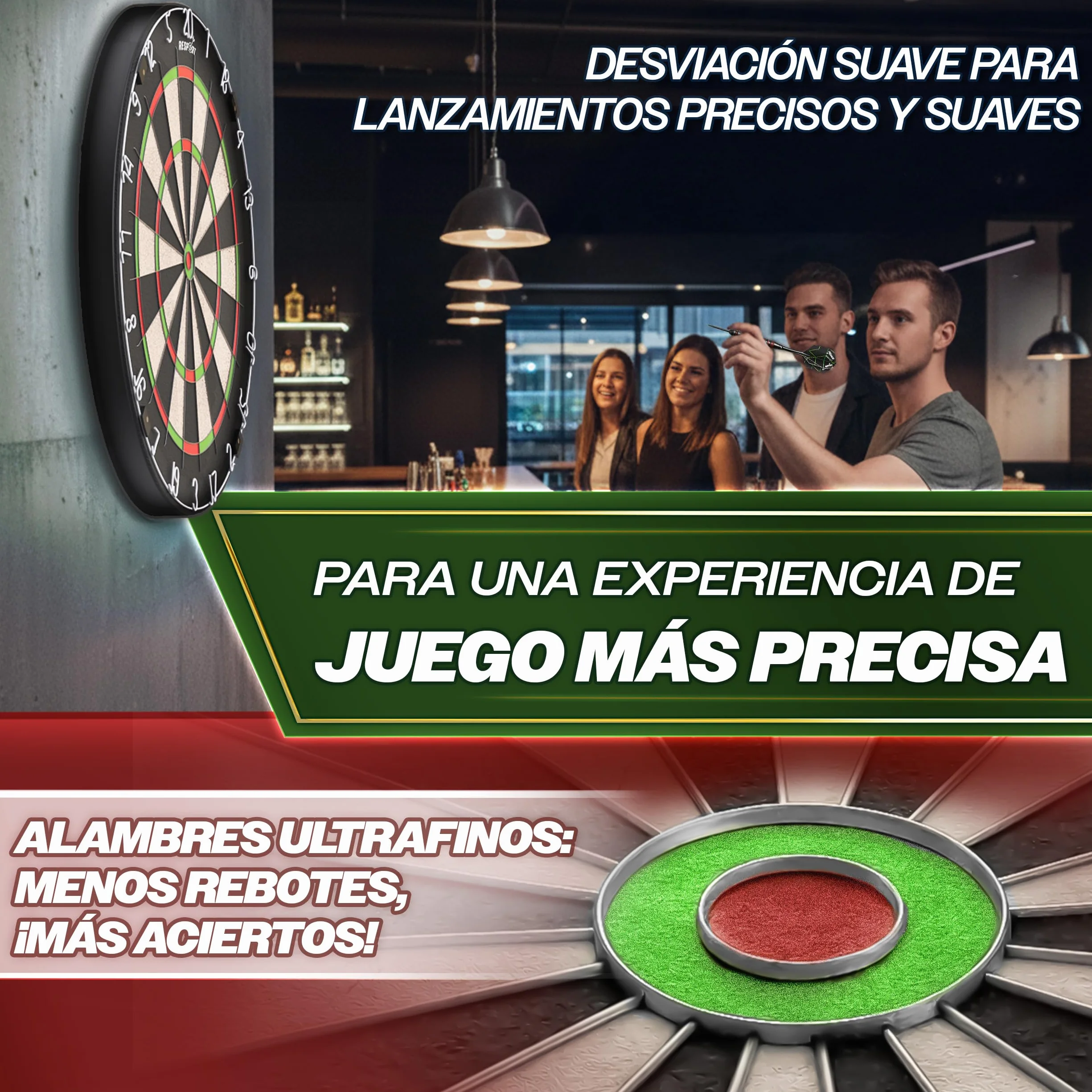 RE:SPORT Diana XXL con 9 dardos profesionales + 24 plumas Pro + accesorios dardos de acero