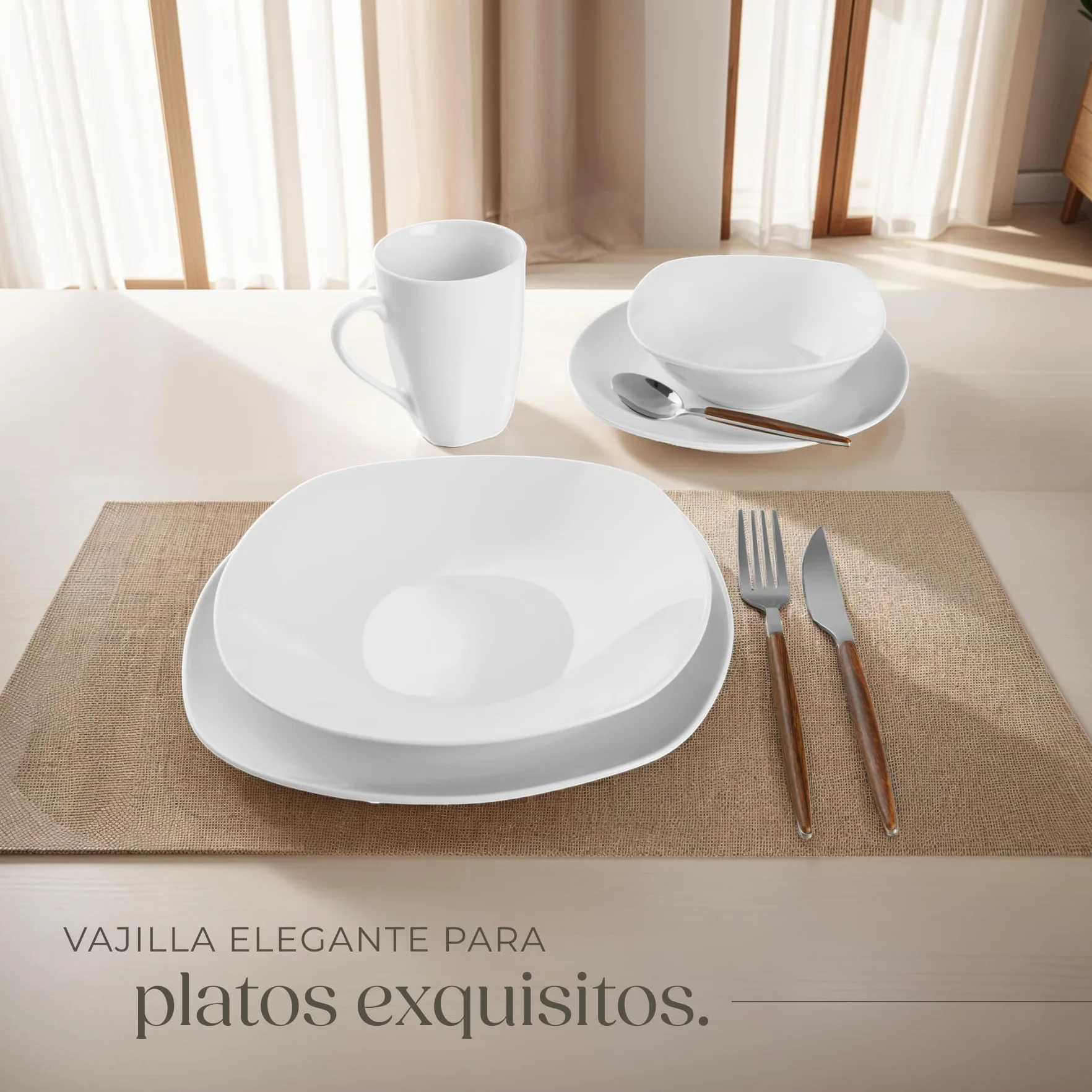 tectake® Juego de Vajilla de Porcelana, 100 Piezas para 12 Personas, Apta para Lavavajillas y Microondas, Platos y Cuencos Apilables, Resistente a Arañazos, Vajilla Completa Ideal para Cocina Moderna