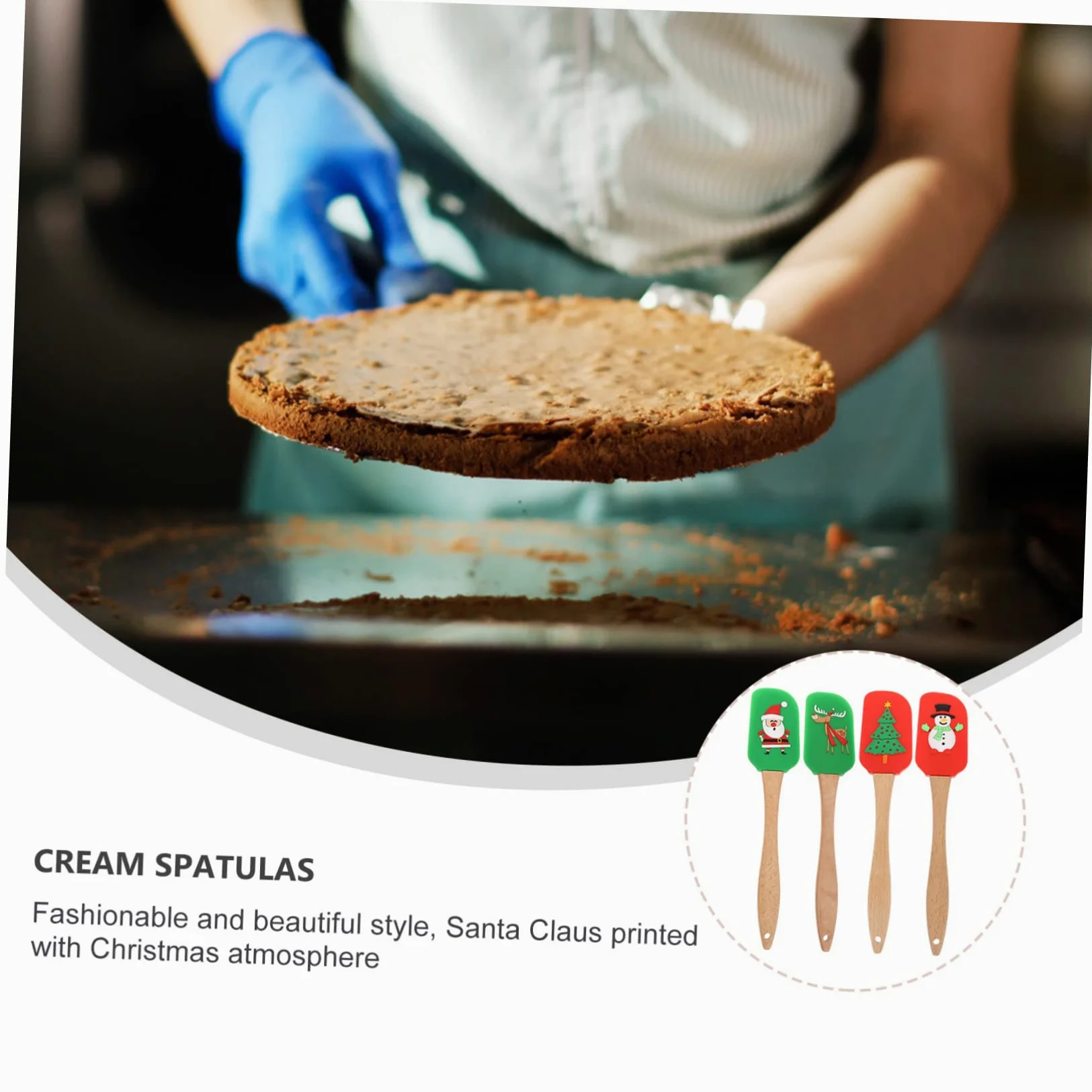 4piezas Espátula De Silicona Para Repostería Mango De Herramientas De Cocina De Diseño Navideño Raspadores De Crema Antiadherentes y Reutilizables Para Mezclar y Decorar