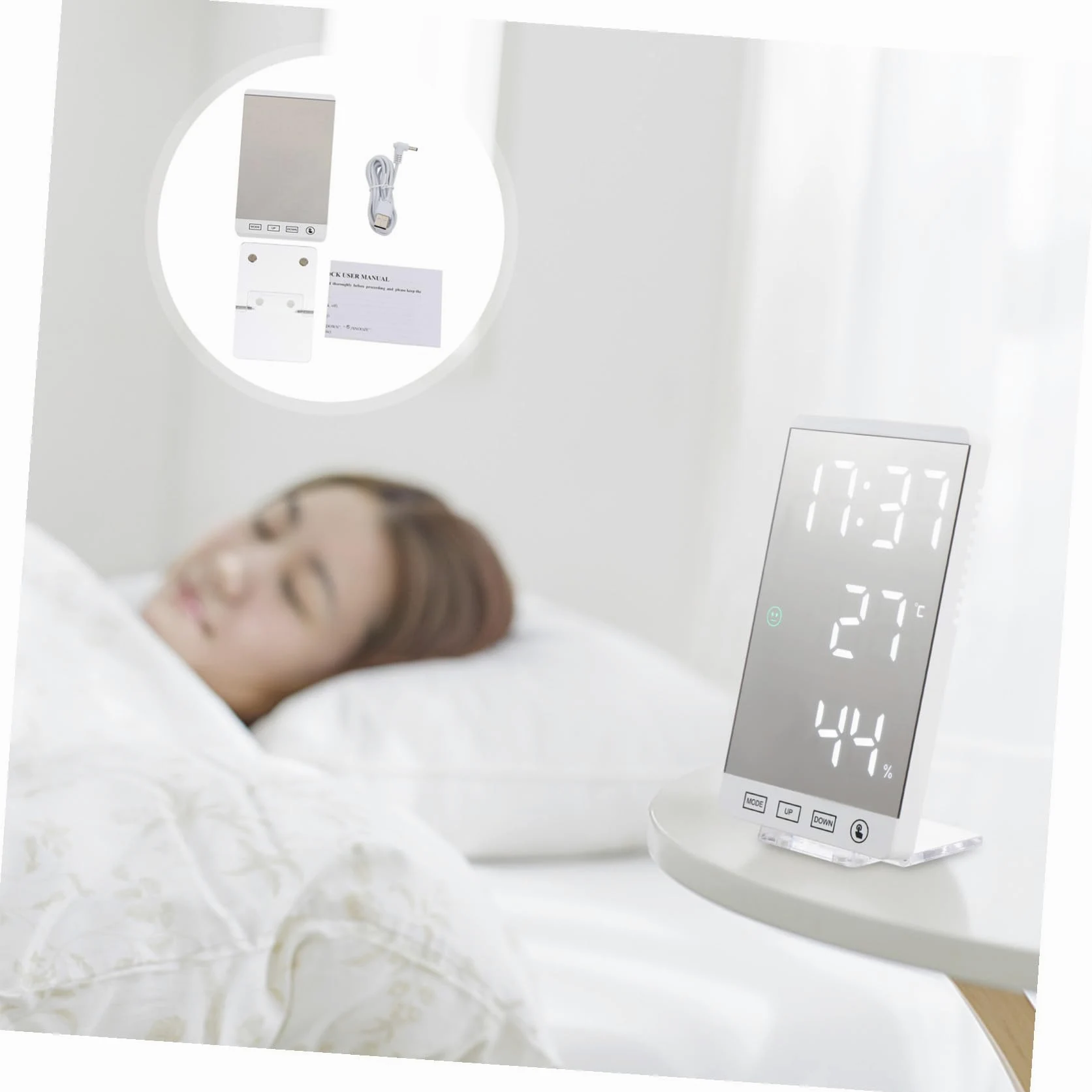 Cabilock Reloj Alarma Atenuación Manual Despertador Inteligente Ligero y Compacto