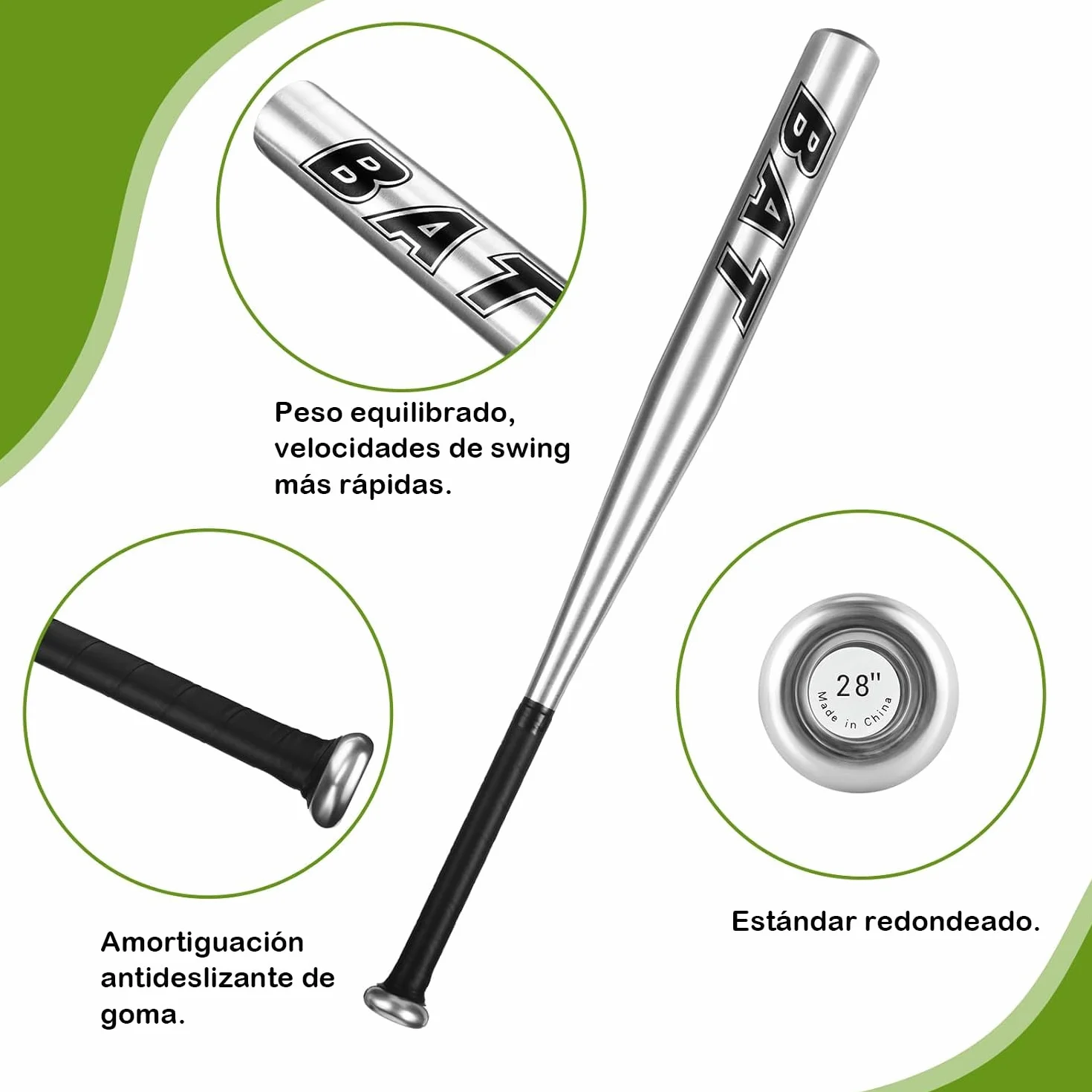 Bate de Béisbol de Aluminio Resistente y Seguro para Juego al Aire Libre y Entrenamiento