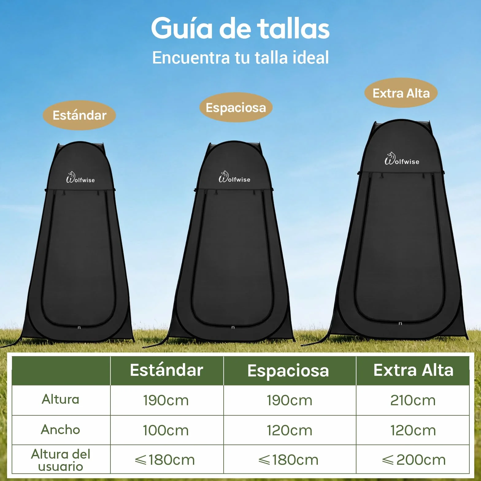 Wolfwise Tienda Ducha Camping Pop Up, Carpa Instantánea Vestidor Exterior para Baño Playa