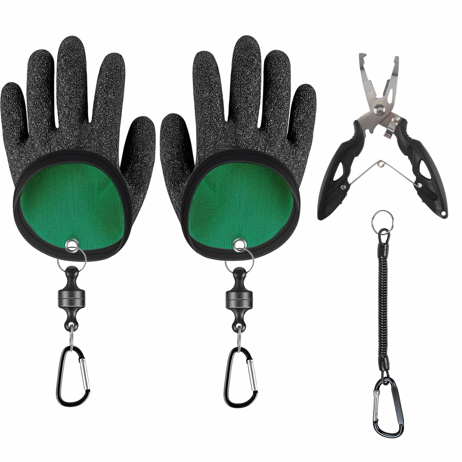 Guantes de Pesca Antideslizantes Anti Corte con Hebillas Magnéticas y Alicates