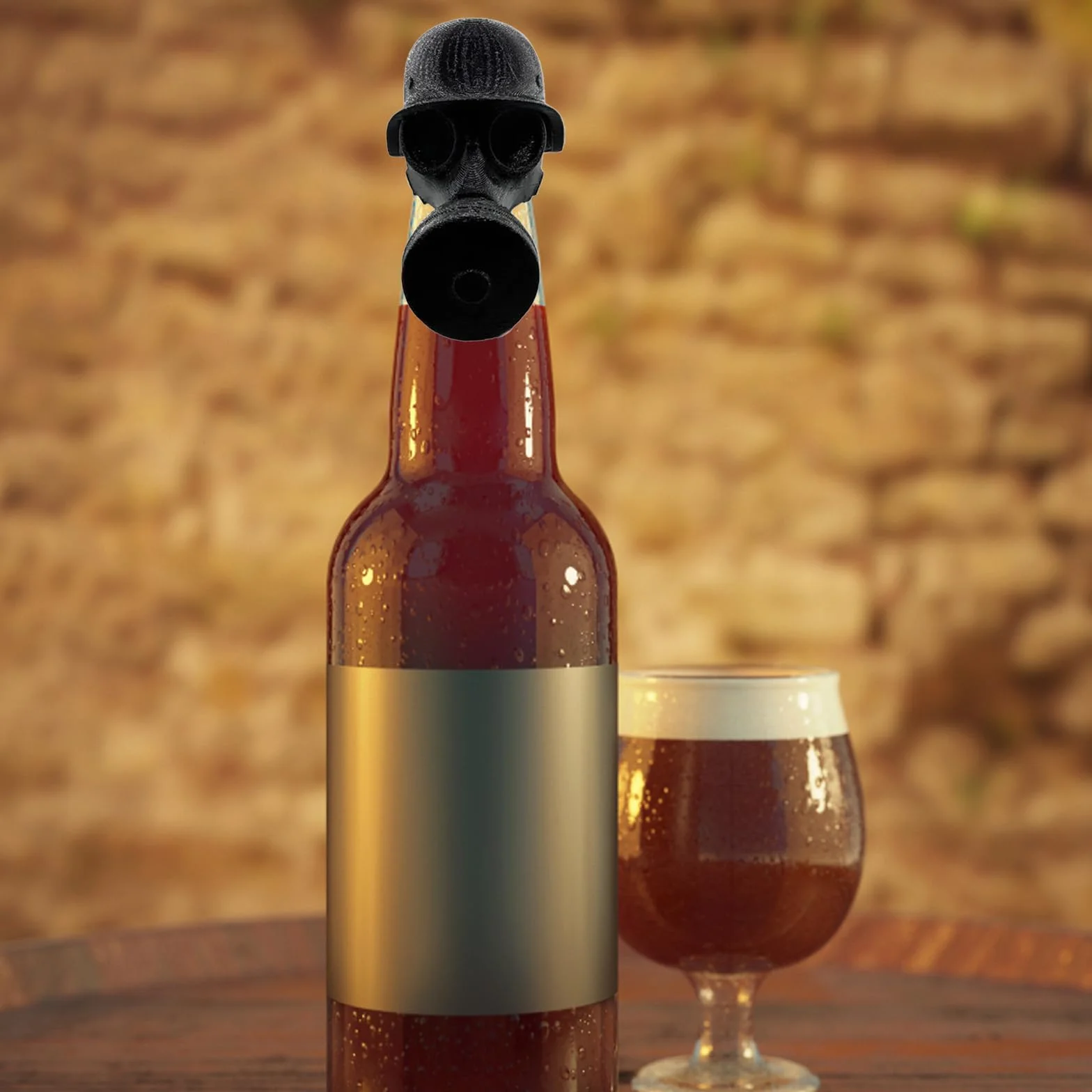 2 tapones para botellas de cerveza, tapón de botella de cerveza, casco con máscara, cierre de botella de cerveza con diseño de máscara de gas, ideal para colección y regalo, protección contra el polvo