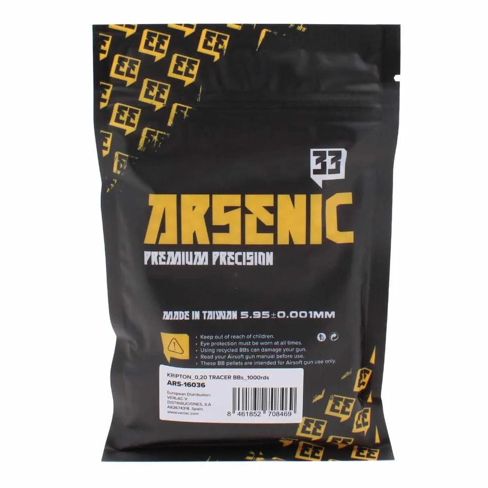 Arsenic Krypton Airsoft Bolas trazadoras Bio Verdes 6 mm 0,20 g 1000 uds Alta luminosidad