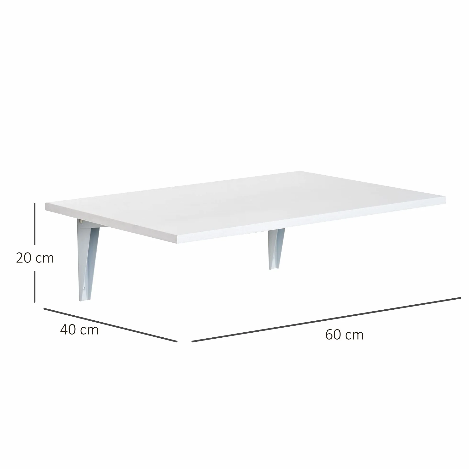 HOMCOM Mesa Plegable de Pared Mesa Abatible de Pared de Madera Ahorra Espacio para Cocina Comedor Dormitorio Carga 10 kg 60x40x20 cm Blanco