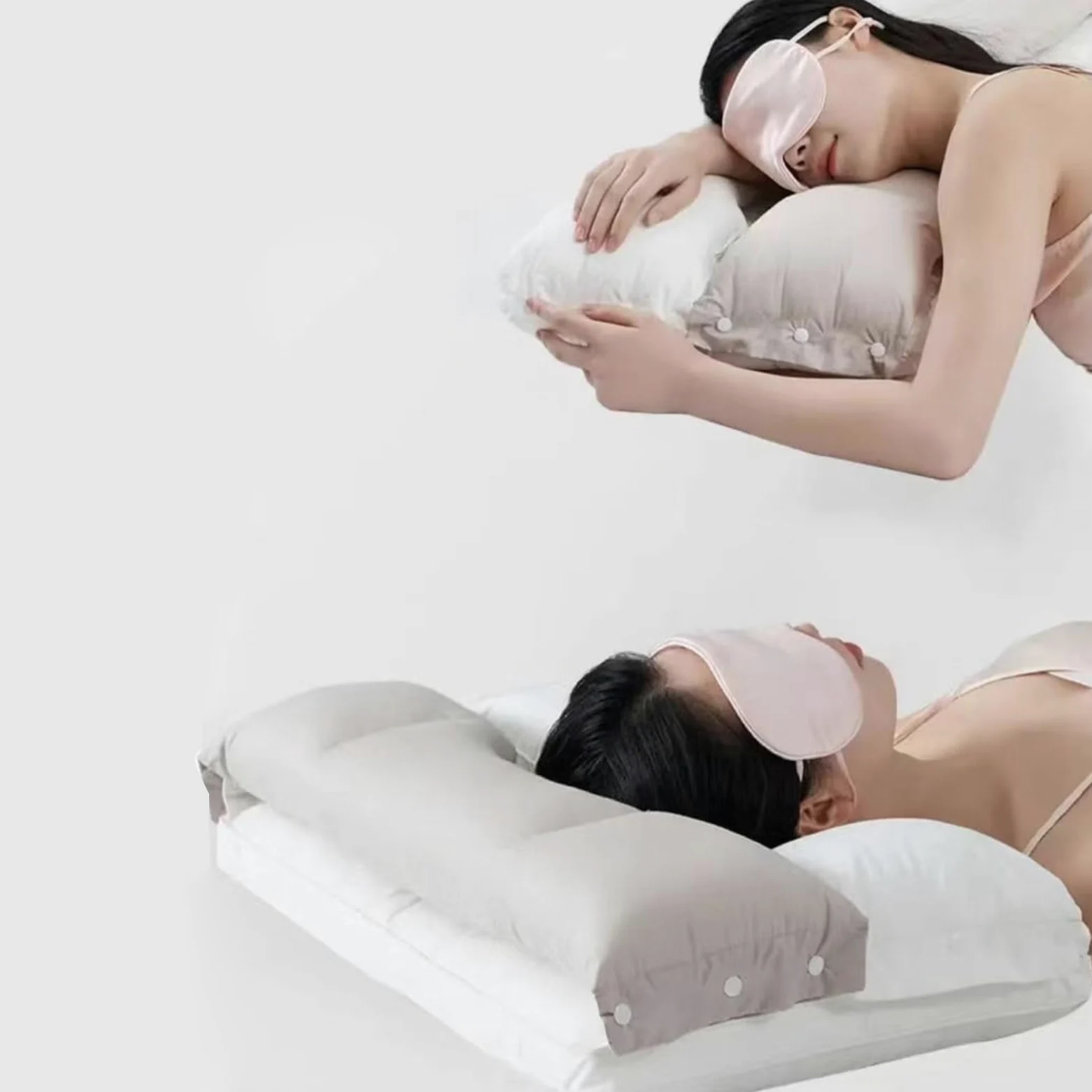 Almohada De Cama - Soporte Para El Cuello Extraíble Lavable, Almohada De Doble Capa En , Almohadas Para Dormir En La Cama Para El Hogar | para mujeres, hombres, adolescentes, personas mayores,