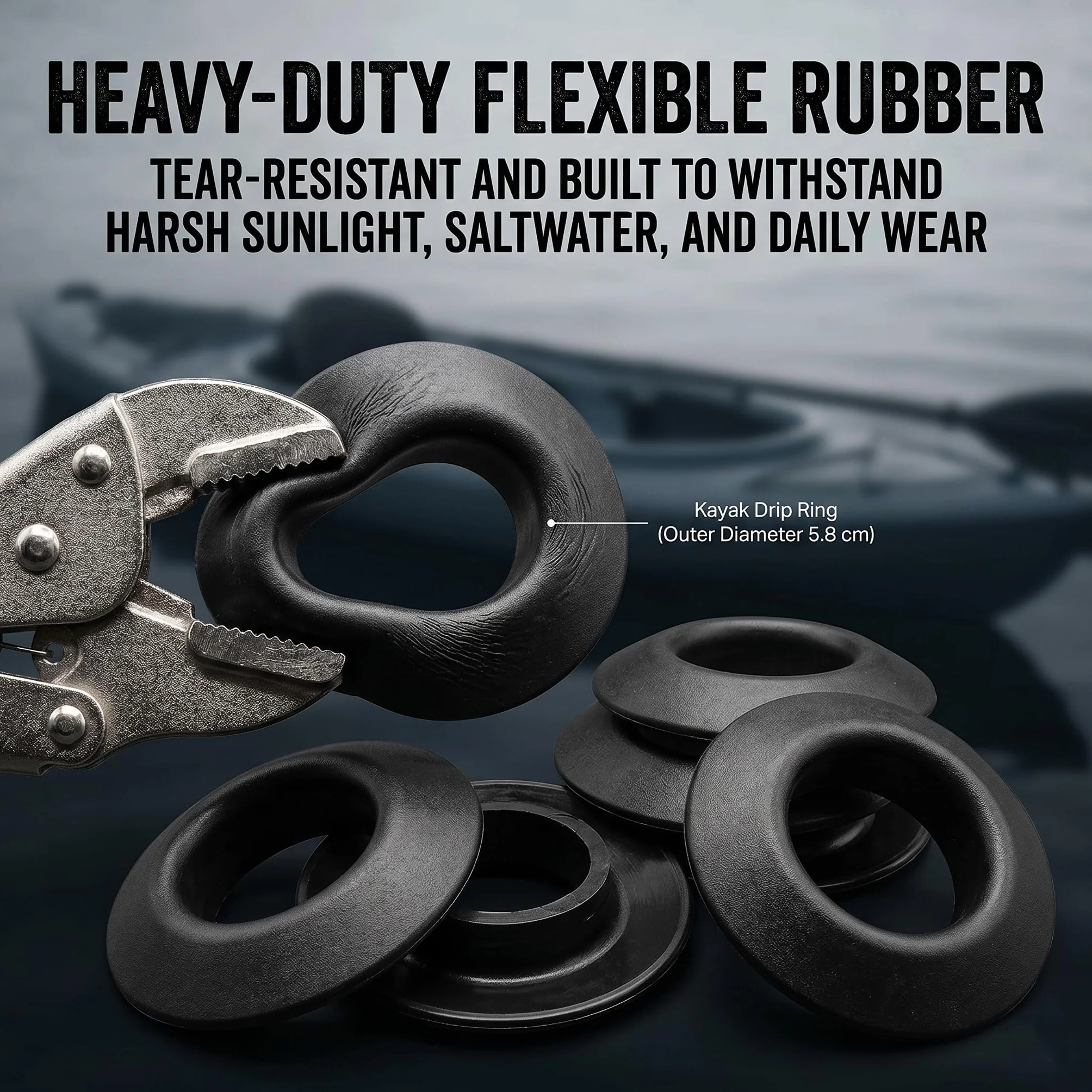 Anillos de goteo para kayak universal goma negro