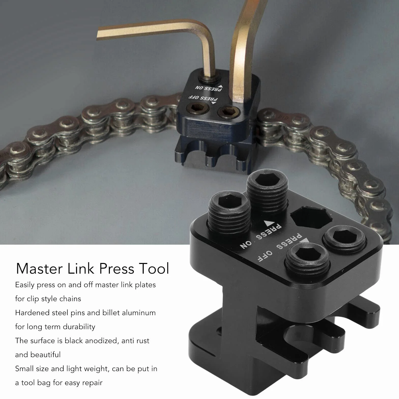 KIMISS Billet Aluminium Anodized Black Master Link Press Tool for Motorcycle ATV Motocross Chain