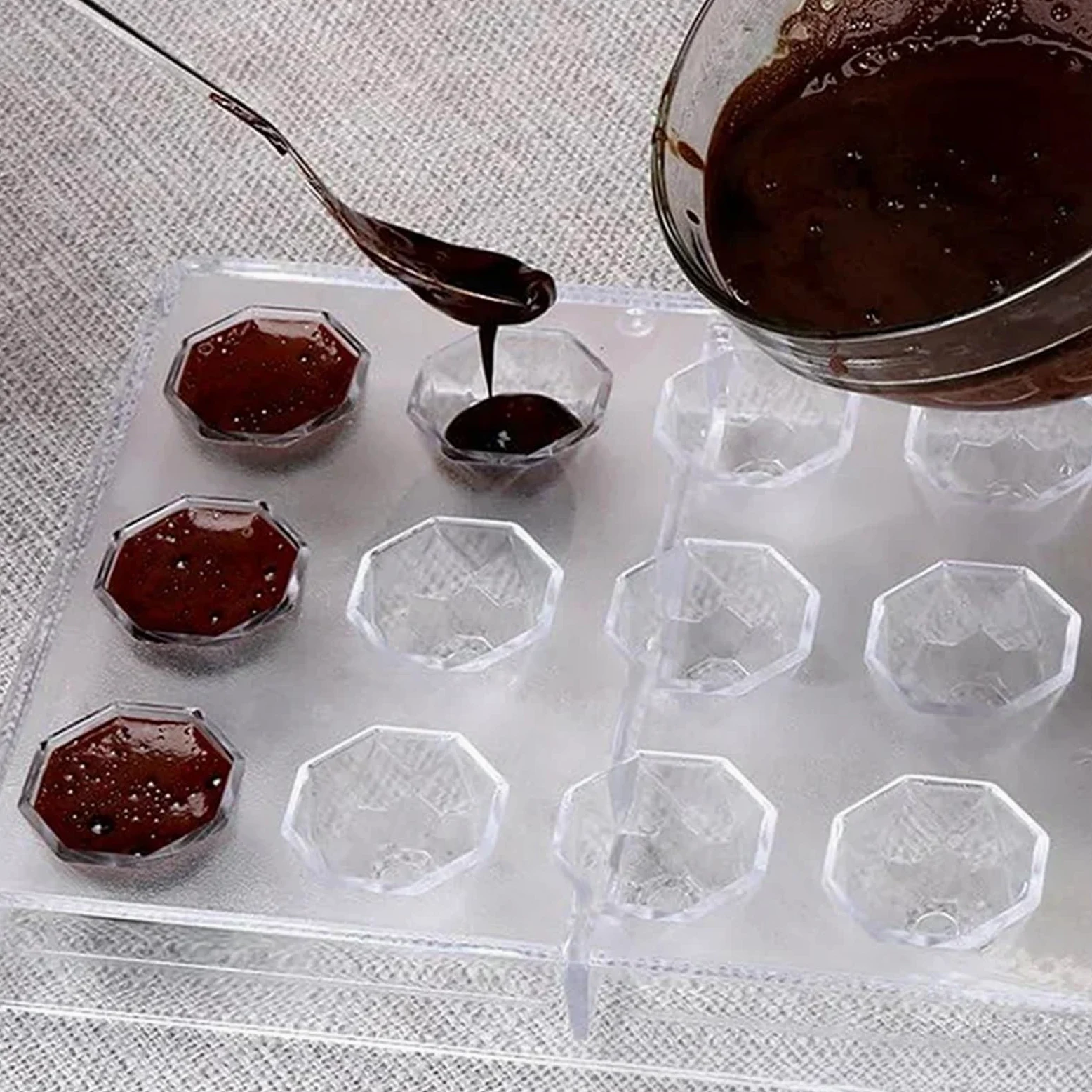 1/6 moldes 3D for chocolate, esferas, diamantes y barras de Herramientas profesionales for repostería pastelería Para Repostería Y Postres(Clear08)