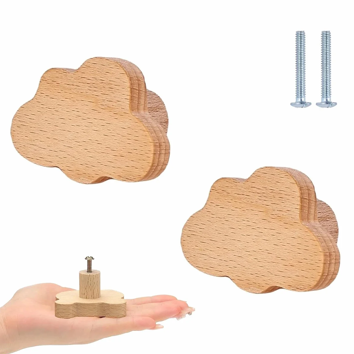 Pomos de madera para gabinete de animales, 2 piezas, pomos decorativos de madera para aparador, tiradores de madera, animales del bosque marino, pomos para muebles de habitación de niños, t