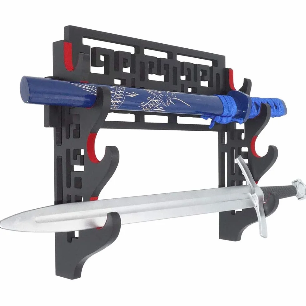 Soporte Espada de Pared Terciopelo Acolchado Katana Samurai 4 Niveles