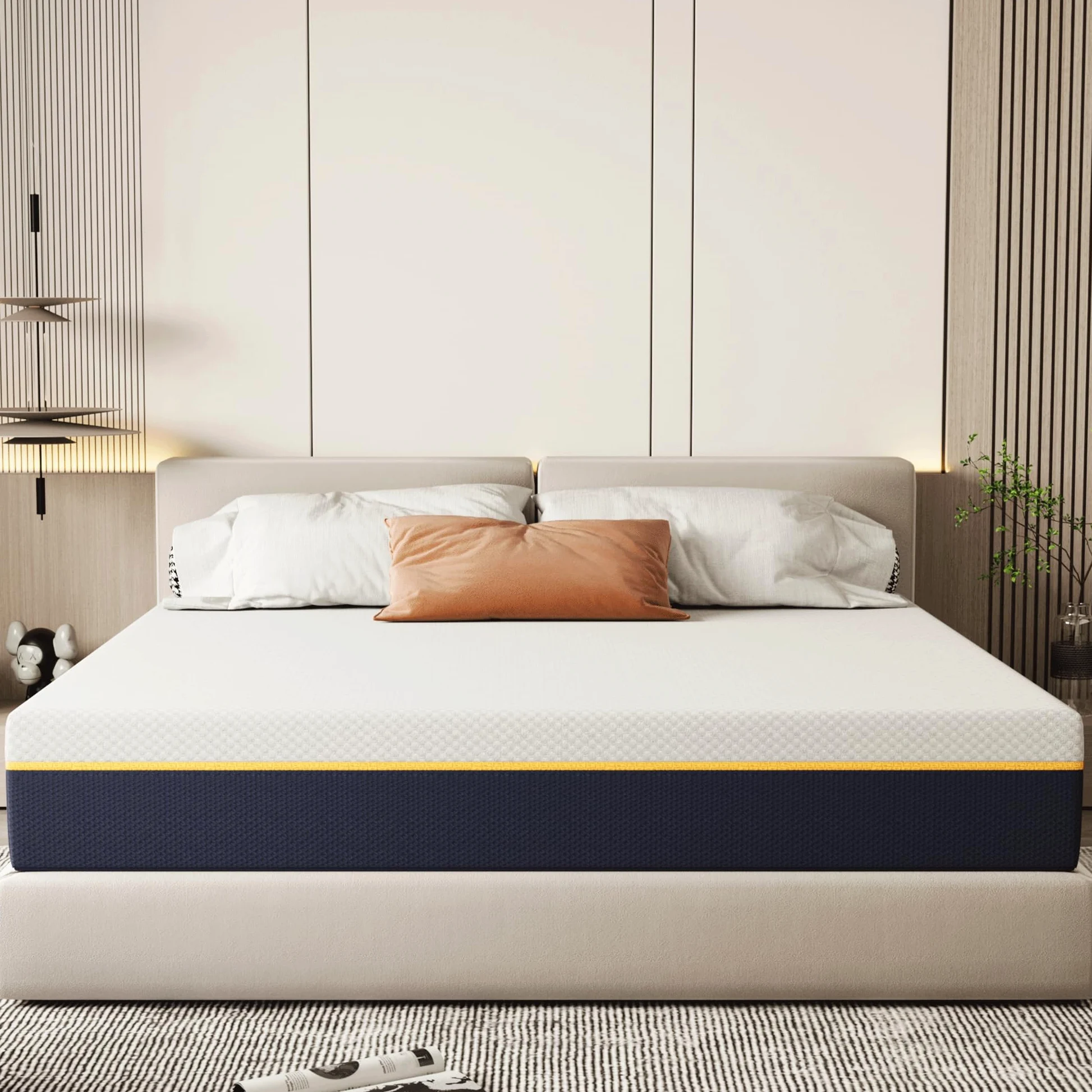 DEWINNER Colchón 140x200x21 cm | Espuma Memoria y Bambú Carbón | Soporte Alta Resiliencia | Transpirable Hipoalergénico | Funda Extraíble Lavable | Confort Medio