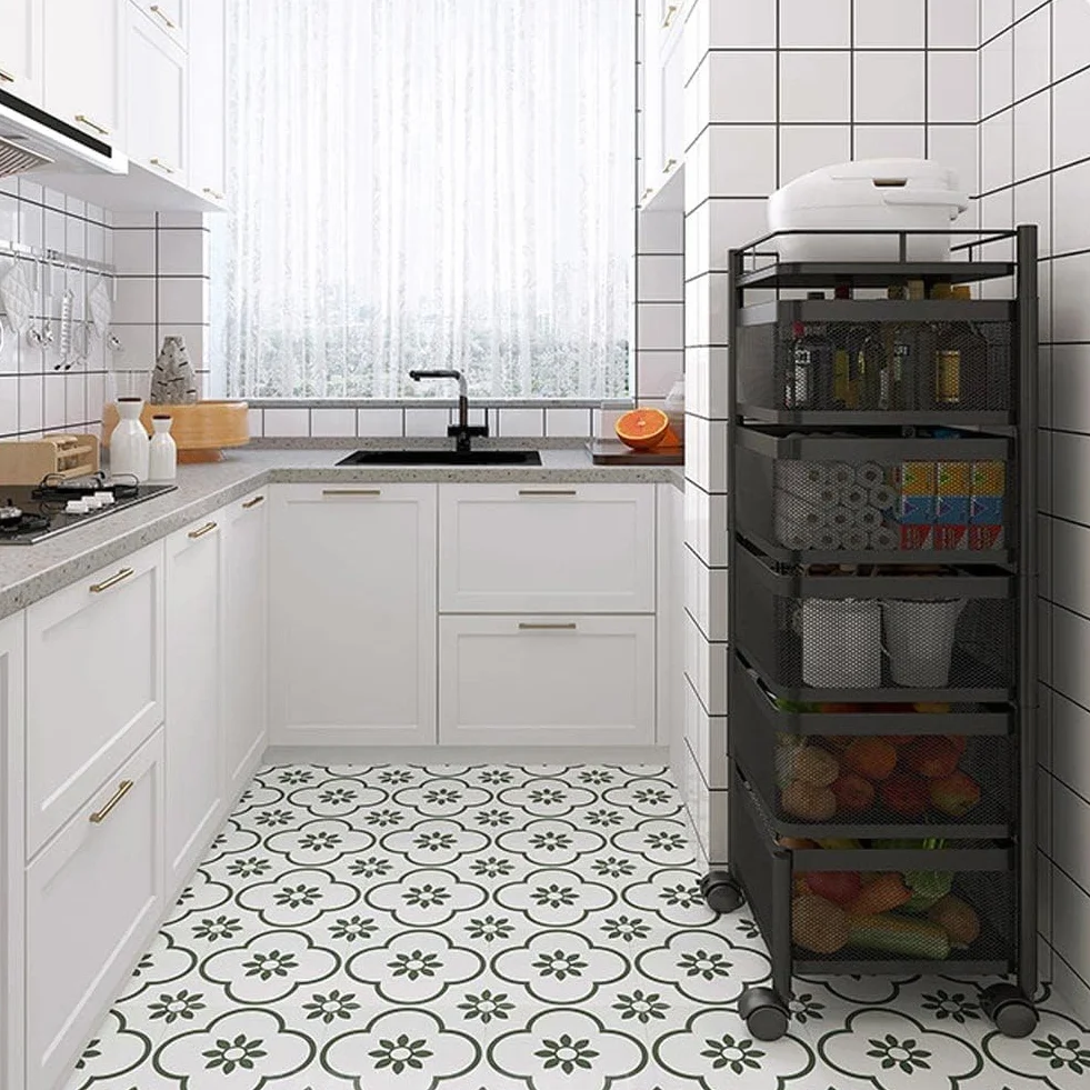 All Home Basics Carrito Auxiliar con Ruedas - Carrito Cocina Gran Capacidad - Carro Cocina - Verdulero Cocina - Fruteros de Cocina - Carrito de Cocina - Carrito baño - Carrito Verdulero para Cocina