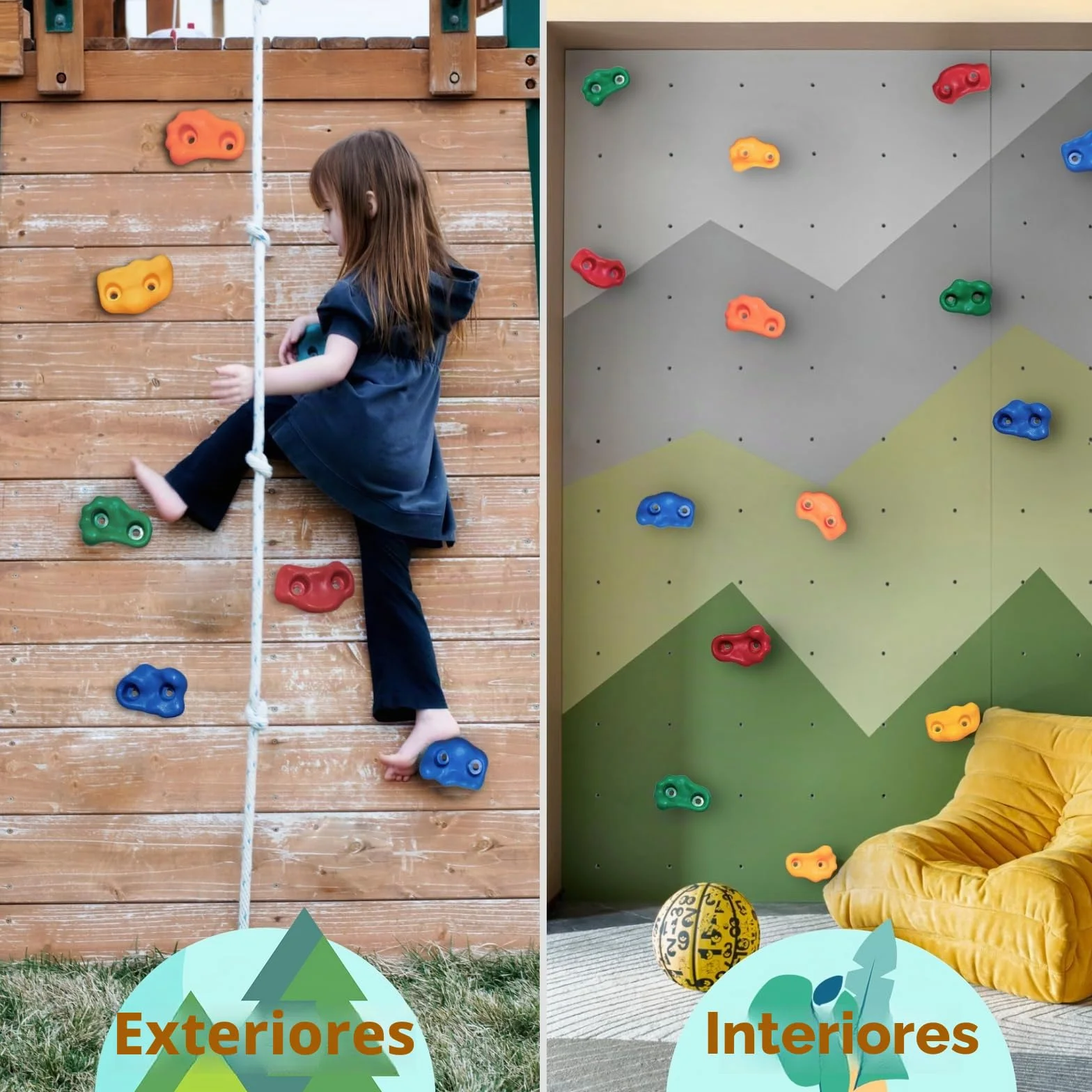 CIMOYBAI 10 Piezas Presas de Escalada con Asas de Agarre Torre de Juego para Niños al Aire Libre
