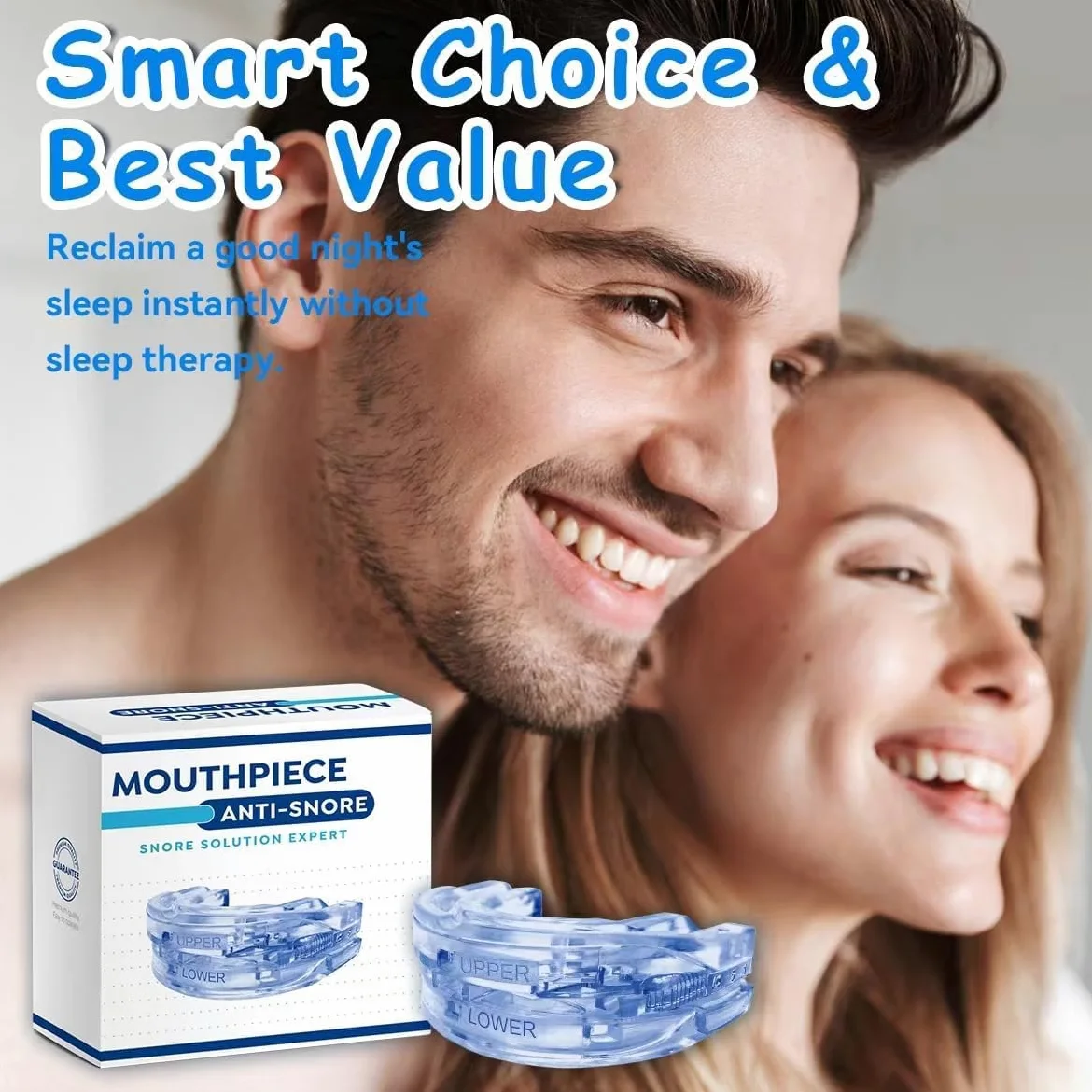 Protector Bucal Antirronquidos, Boquilla De Avance Mandibular, Dispositivo Antirronquidos De Grado Médico, Boquilla para Dormir Personalizable (White Anti Snoring Mouthp 2PCS)