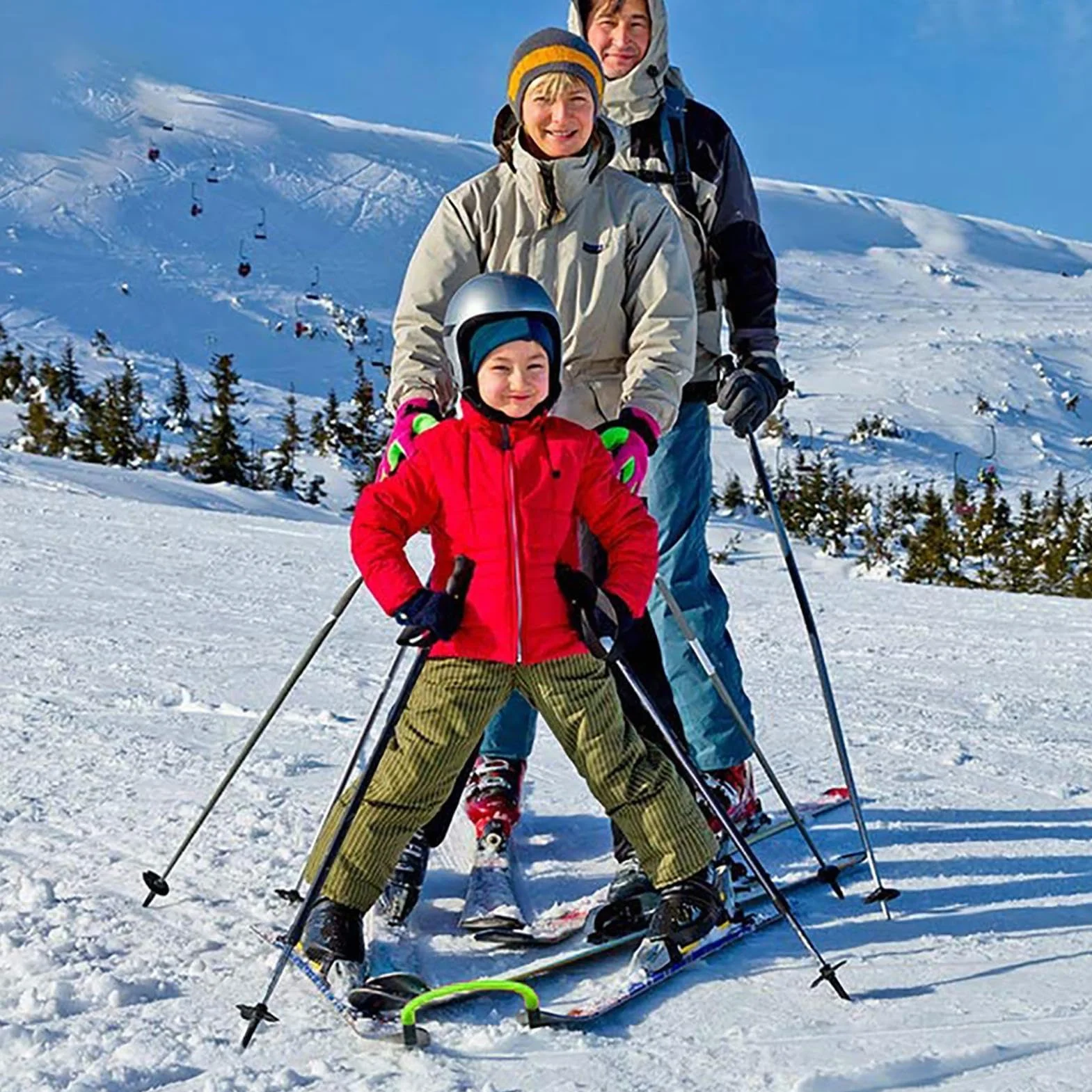 Conector de esquí para snowboard de acero inoxidable, ayuda de entrenamiento portátil