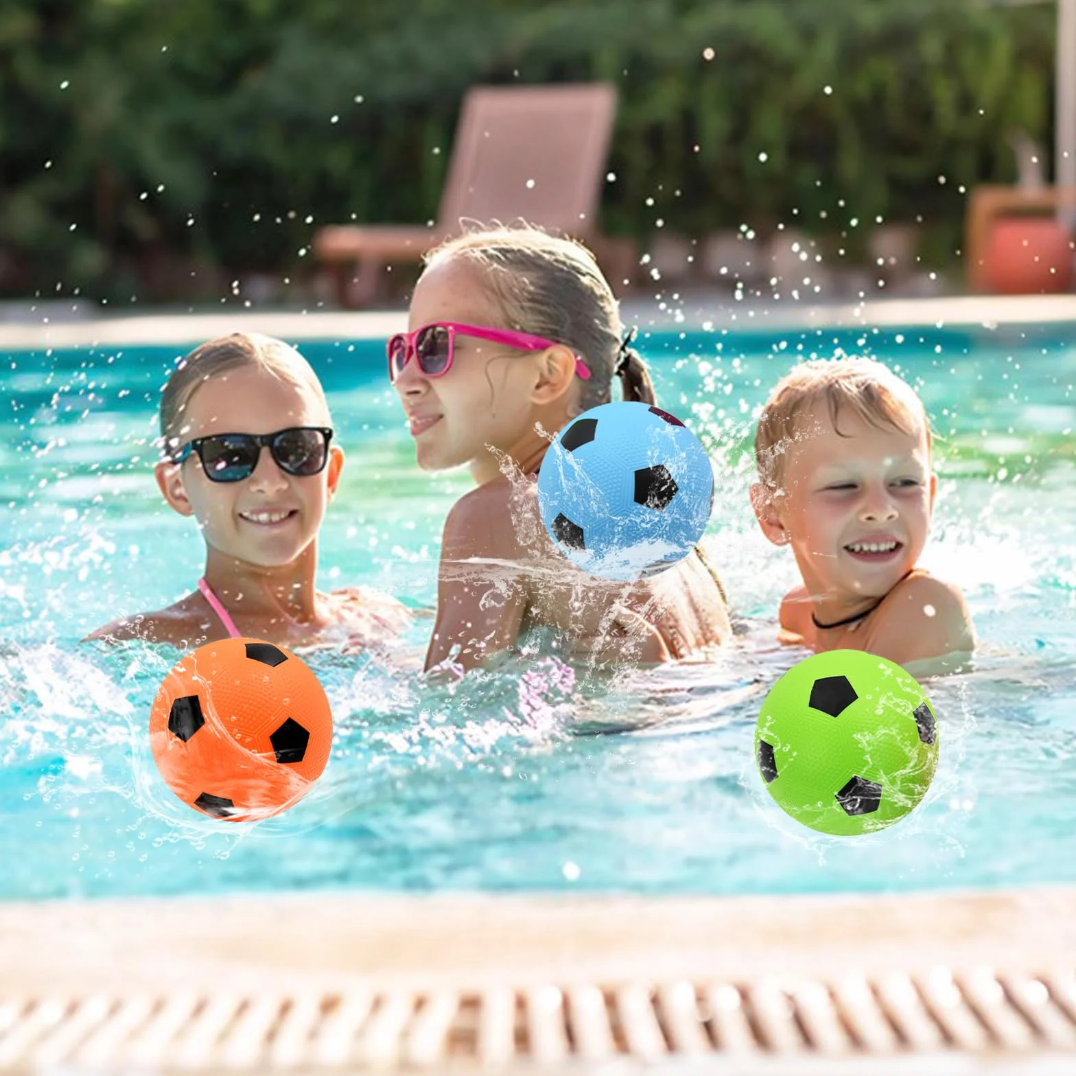 Paquete de 3 mini balones de fútbol de 15 cm con bomba, inflables de colores para piscina o playa
