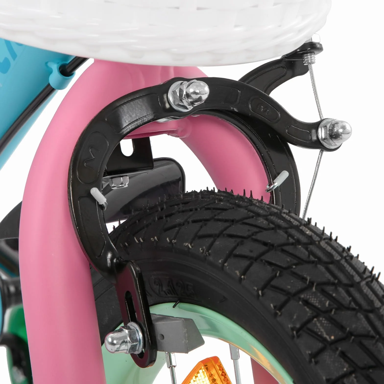 Bicicleta para niño 12-18 pulgadas con estabilizador y cesta STITCH Macaron