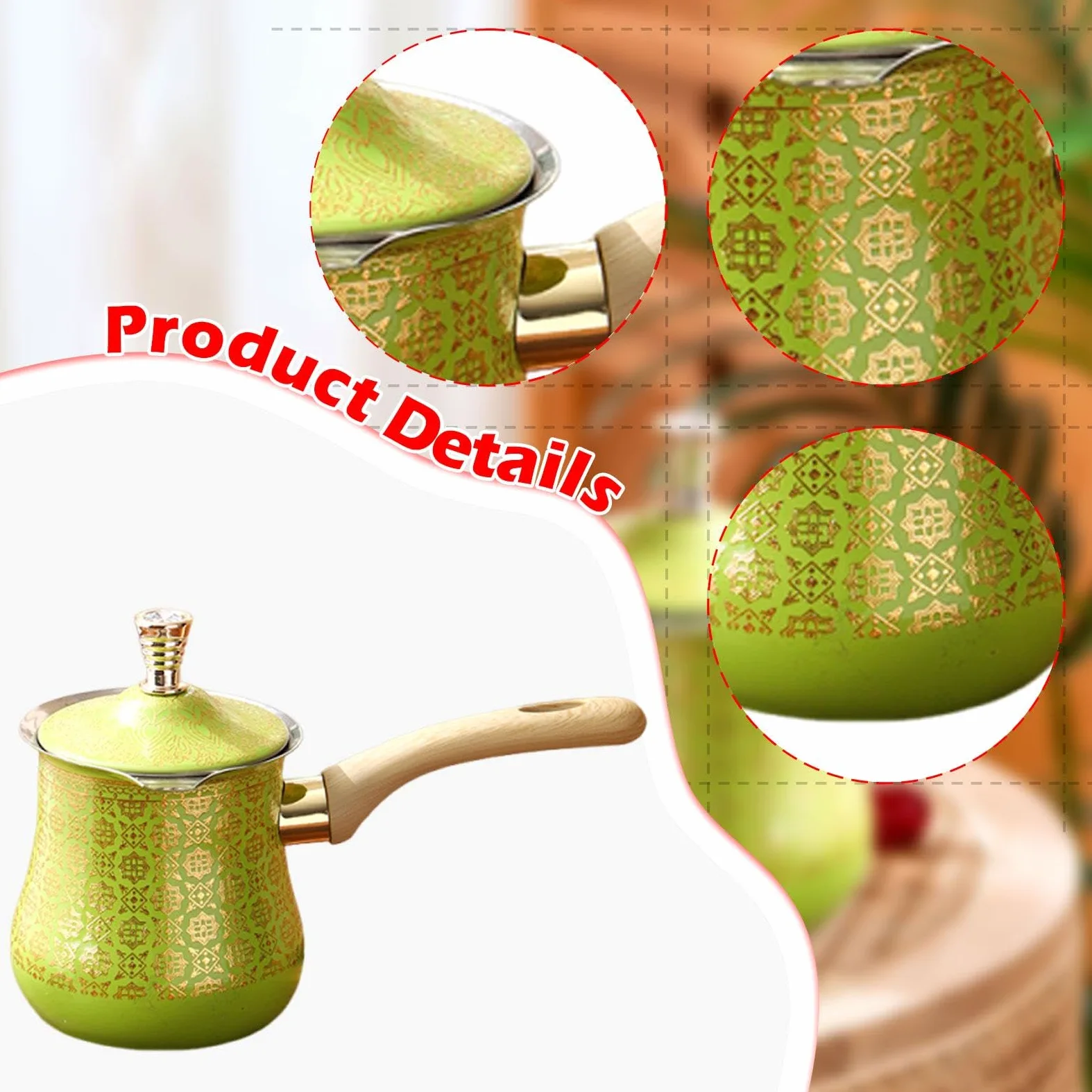Cafetera Verde de Agarre Cómodo, Portátil, Fácil de Usar, Cafetera de Acero Inoxidable para Camping Y Restaurante, tal como se describe, 900ml