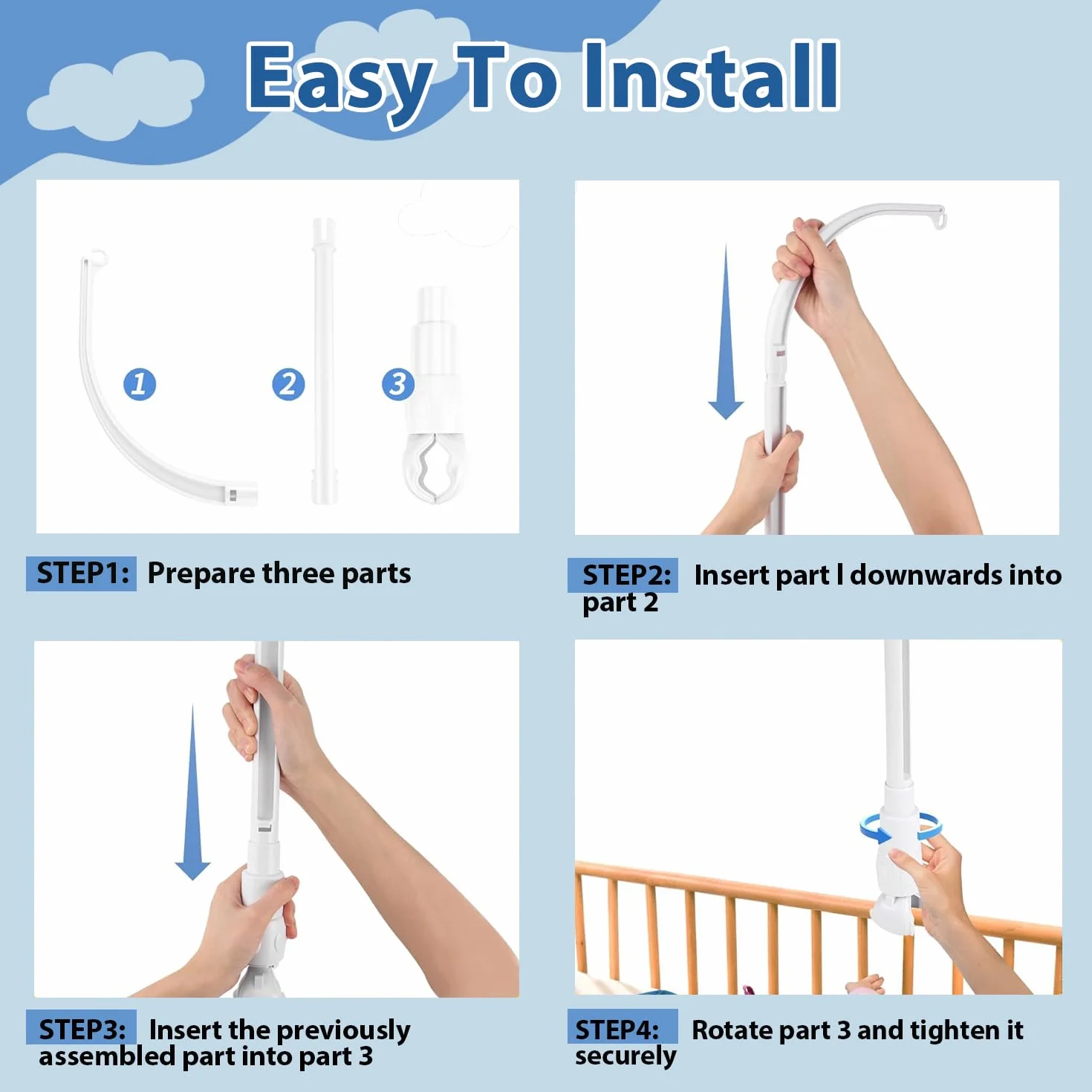 Soporte Móvil para Bebés, Soporte Campanilla Cuna Móvil, Soporte Móvil Ajustable para Bebés, Soporte para Móvil para Bebé, Soporte de Campana de Cama para Colgar Campanillas Decoración