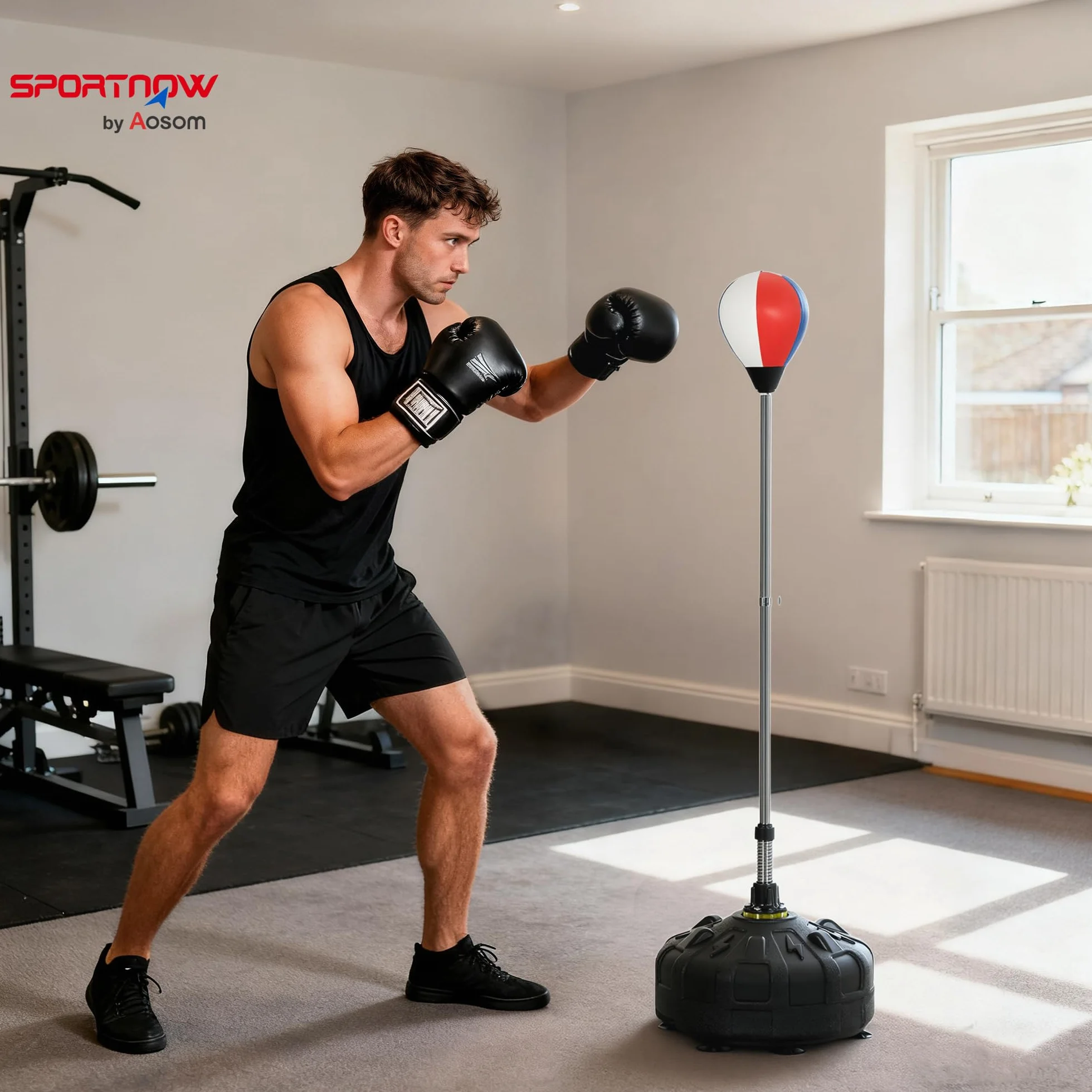 SPORTNOW Saco de Boxeo Ajustable 147-165 cm Negro