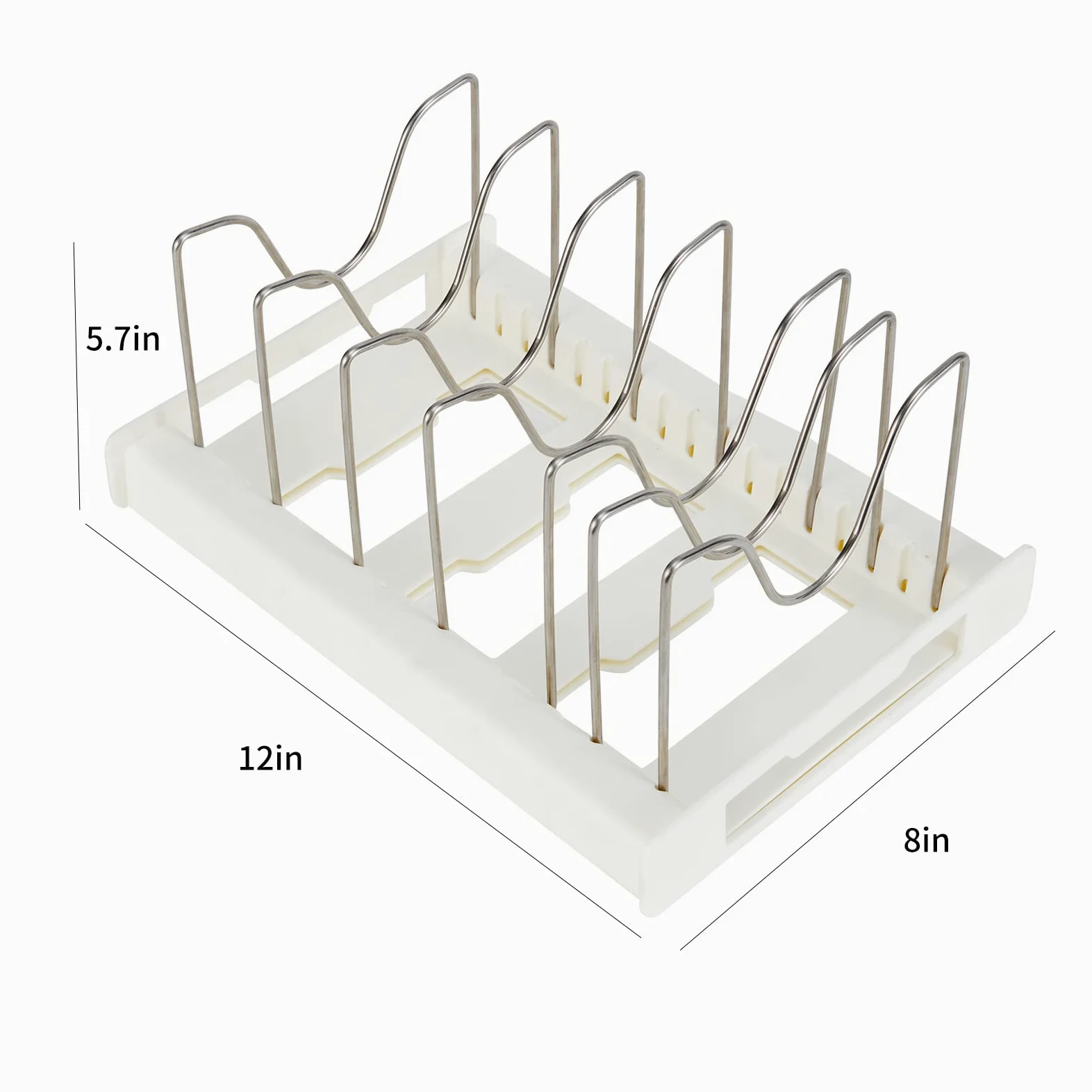 Estante expandible para ollas y sartenes, separadores ajustables de acero inoxidable para tapas de ollas y almacenamiento de armarios de cocina, se adapta a una solución de ahorro de espacio de 12 a