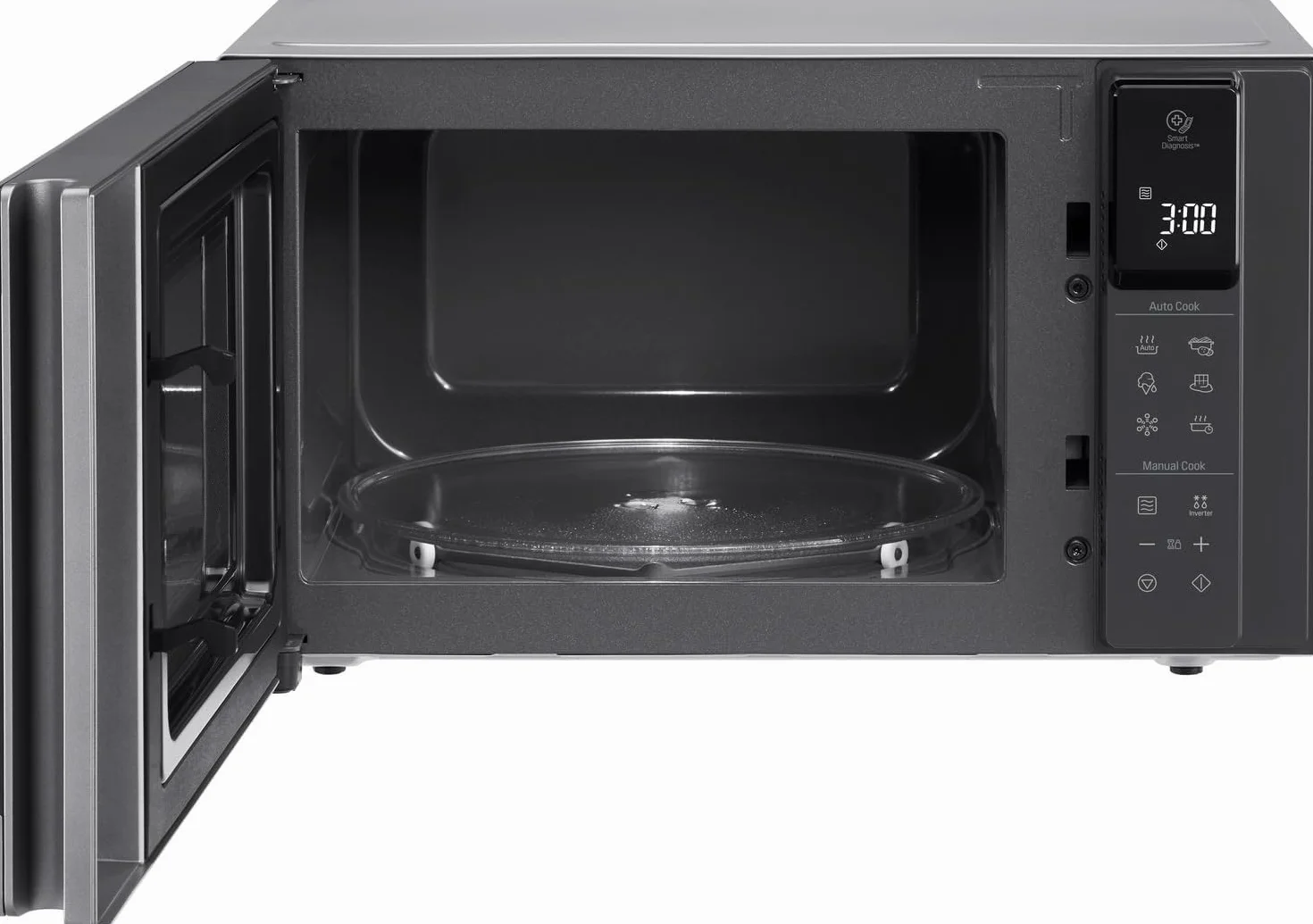 LG Microondas MS2595CIS con tecnología Smart Inverter 25 litros de capacidad, 1000 W, programas automáticos, niveles de potencia ajustables y función EasyClean, color plateado