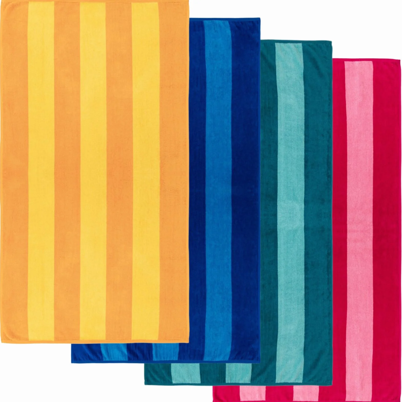 MOMOMUS Toallas de Playa Grandes Juego de 4 86x155 cm Tacto Velour Rayas Cabana Ultraabsorbentes