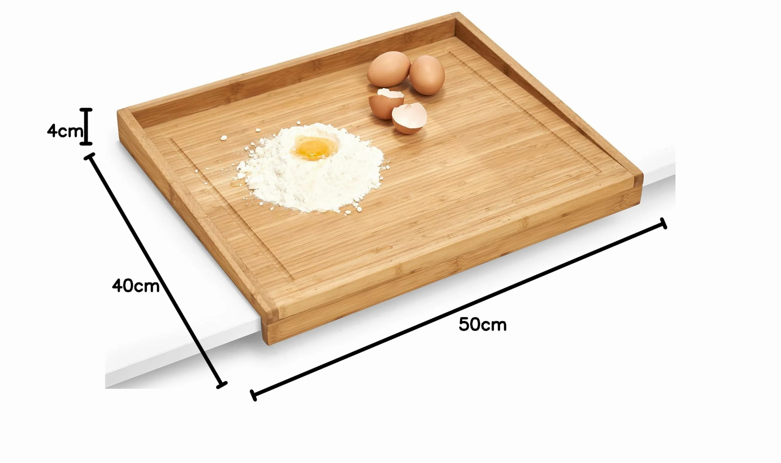 Zeller 25320 - Tabla de Cortar con surco y Bordes, 50 x 40 x 4.5 centímetros, Madera de bambú