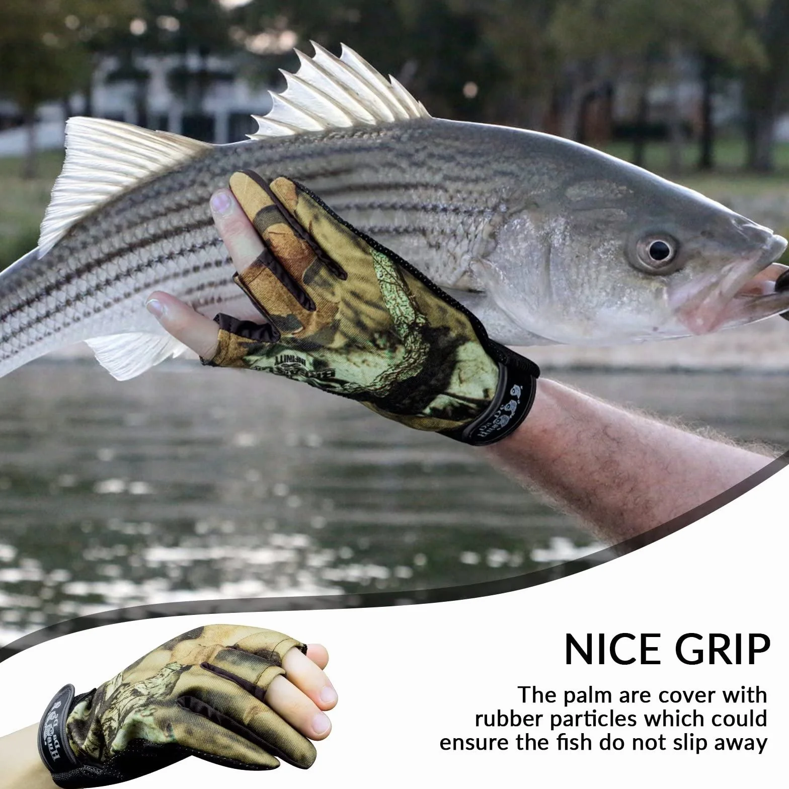 THKFISH Guantes de Pesca con Cortes en los Dedos Transpirable Antideslizante