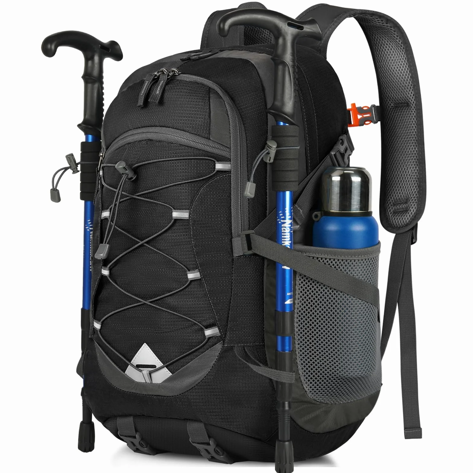 Mochila de Senderismo 40L Ultraligera Plegable para Camping Viajes, Negra