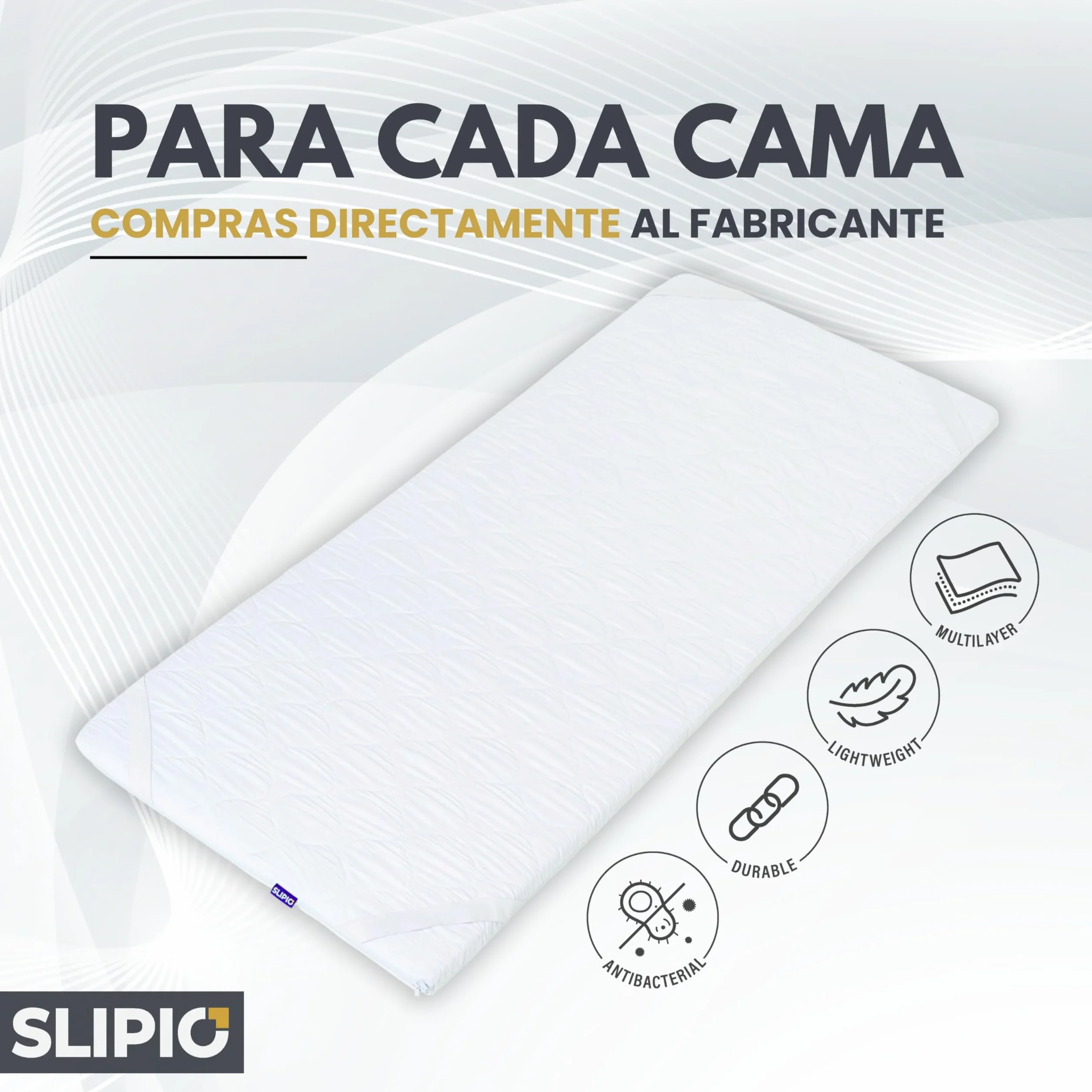 Topper de Colchón 100x200 cm | 5 cm | Ergo+ Espuma Ortopédica | Cubrecolchón | Funda Extraíble Antiácaros y Antialérgico