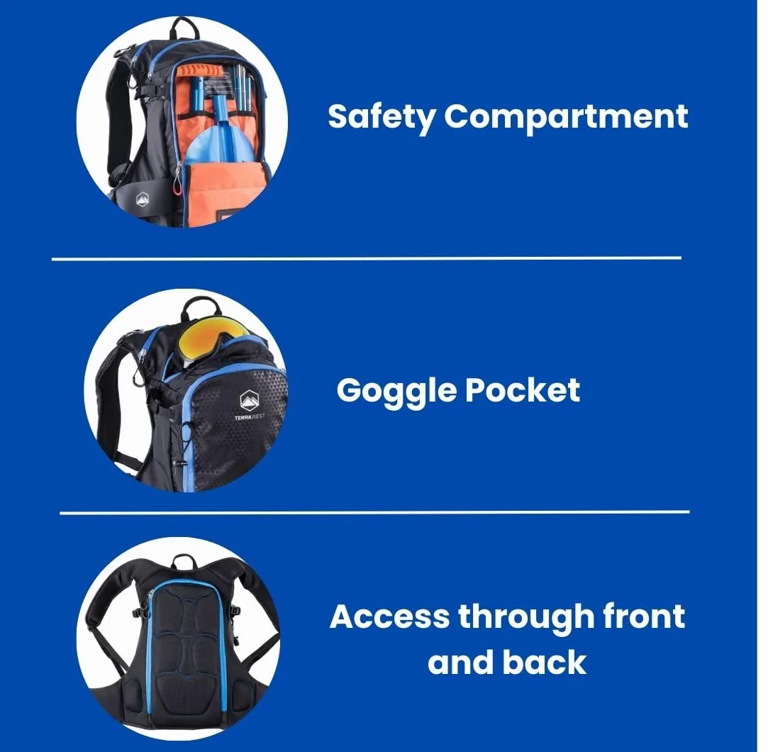 Avalanche Mochila de Esquí con Protector Trasero Extraíble, Bolsa de Hidratación, Pala Core Plus, Sonda 240 cm