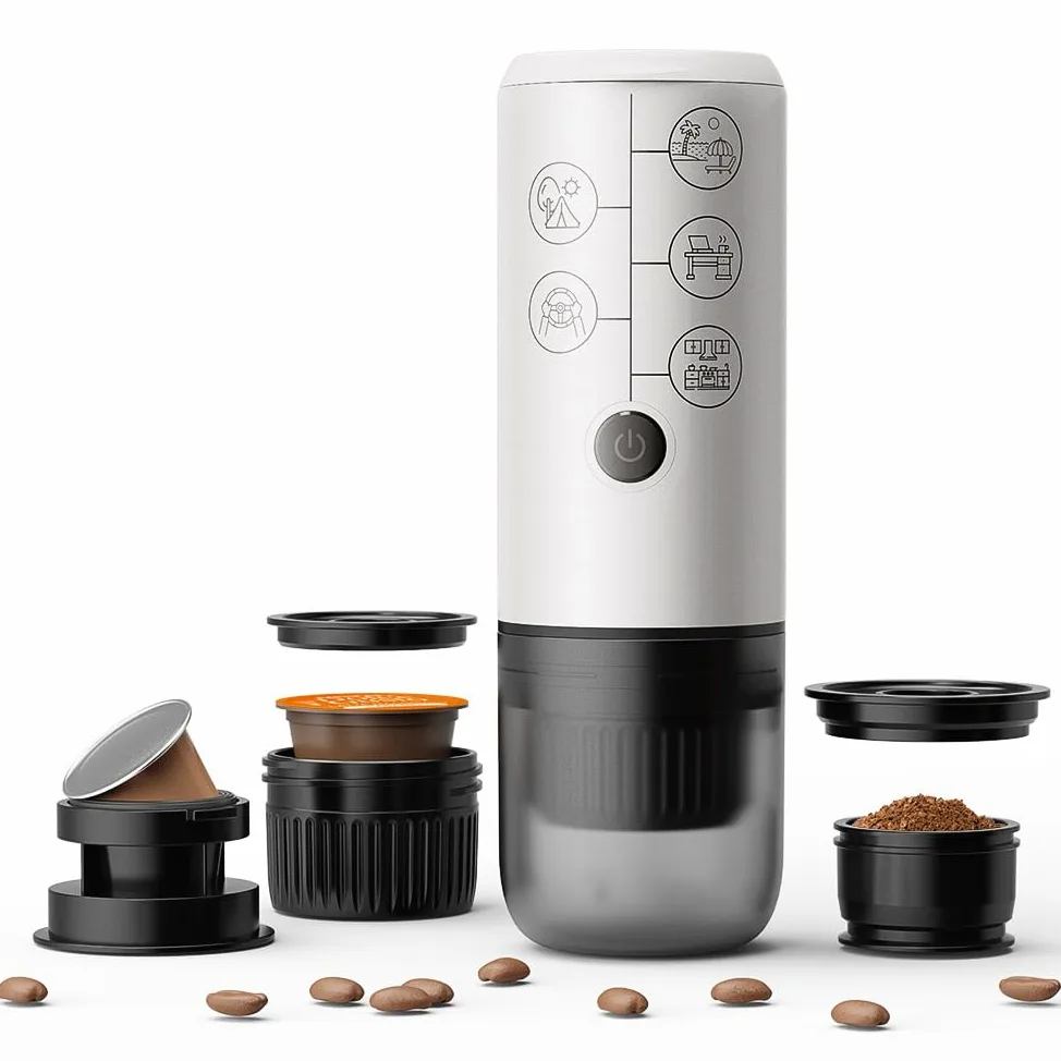 Cafetera espresso portátil 3 en 1 sin función de calefacción, cafetera eléctrica de carga tipo C, mini cafetera de 17 bares para N ESPRESSO/DolceGustoPods y café molido sobre la marcha