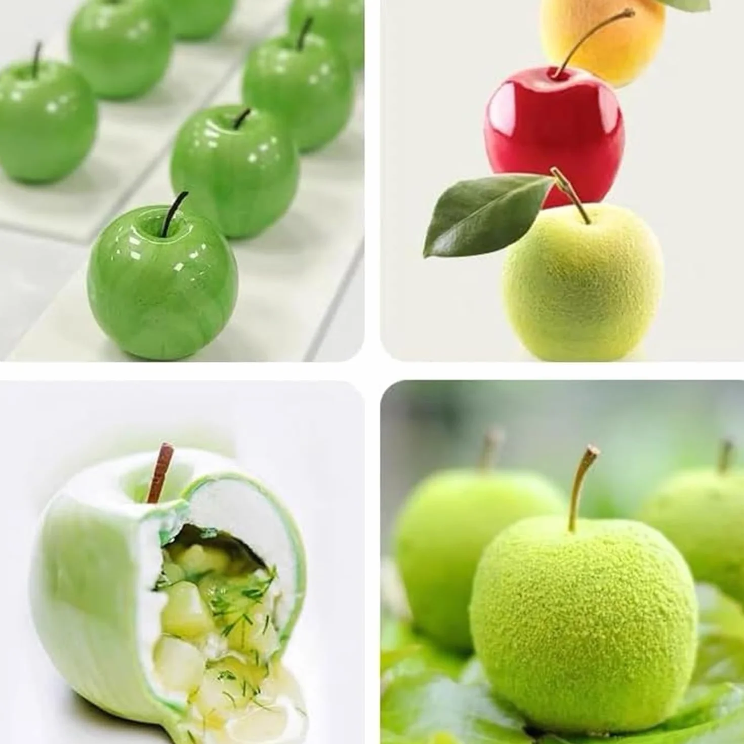 Molde de silicona 3D para tartas de manzana con 8 huecos, para hacer bombas de chocolate caliente, tartas, gelatina, mouss