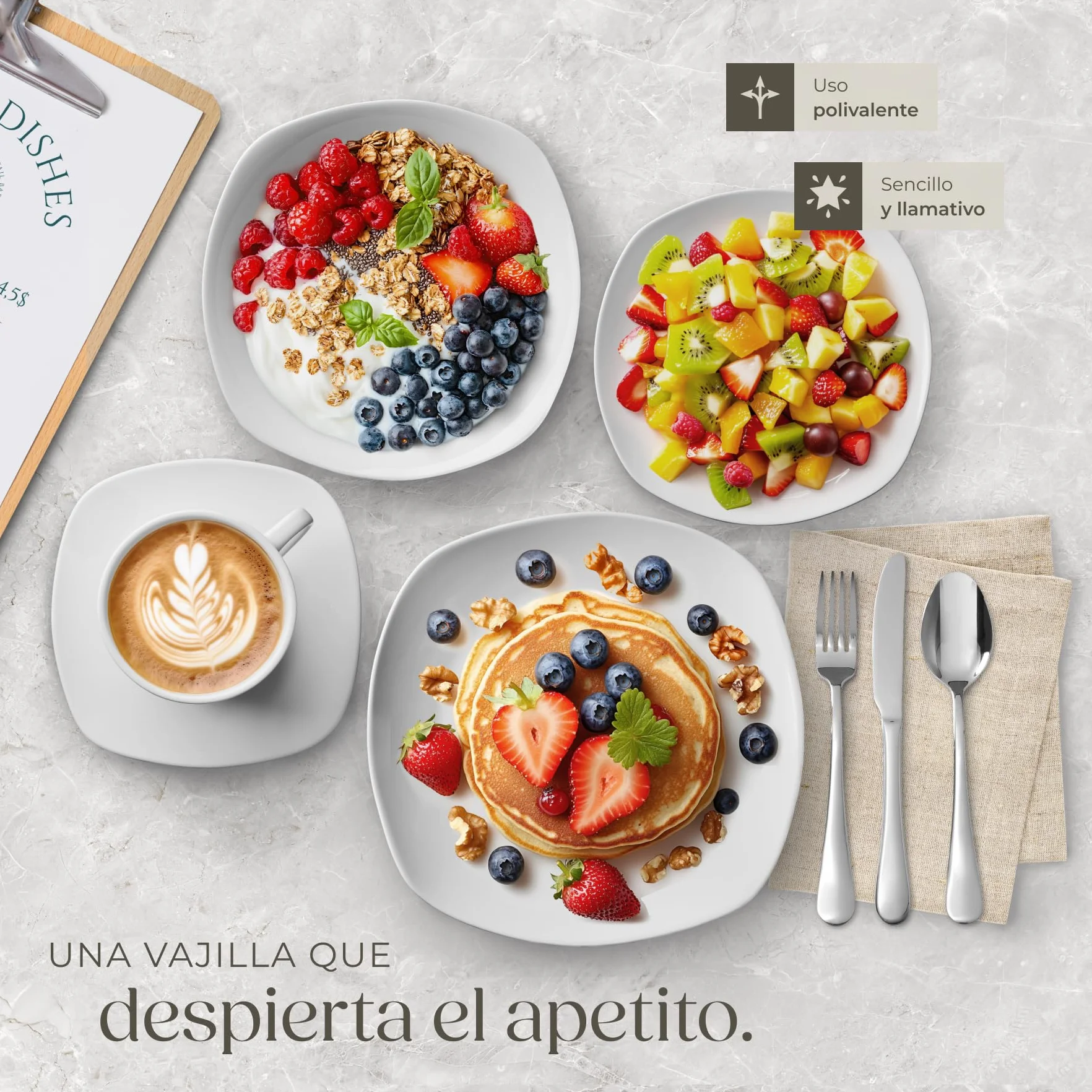 tectake® Juego de Vajilla de Porcelana, 100 Piezas para 12 Personas, Apta para Lavavajillas y Microondas, Platos y Cuencos Apilables, Resistente a Arañazos, Vajilla Completa Ideal para Cocina Moderna