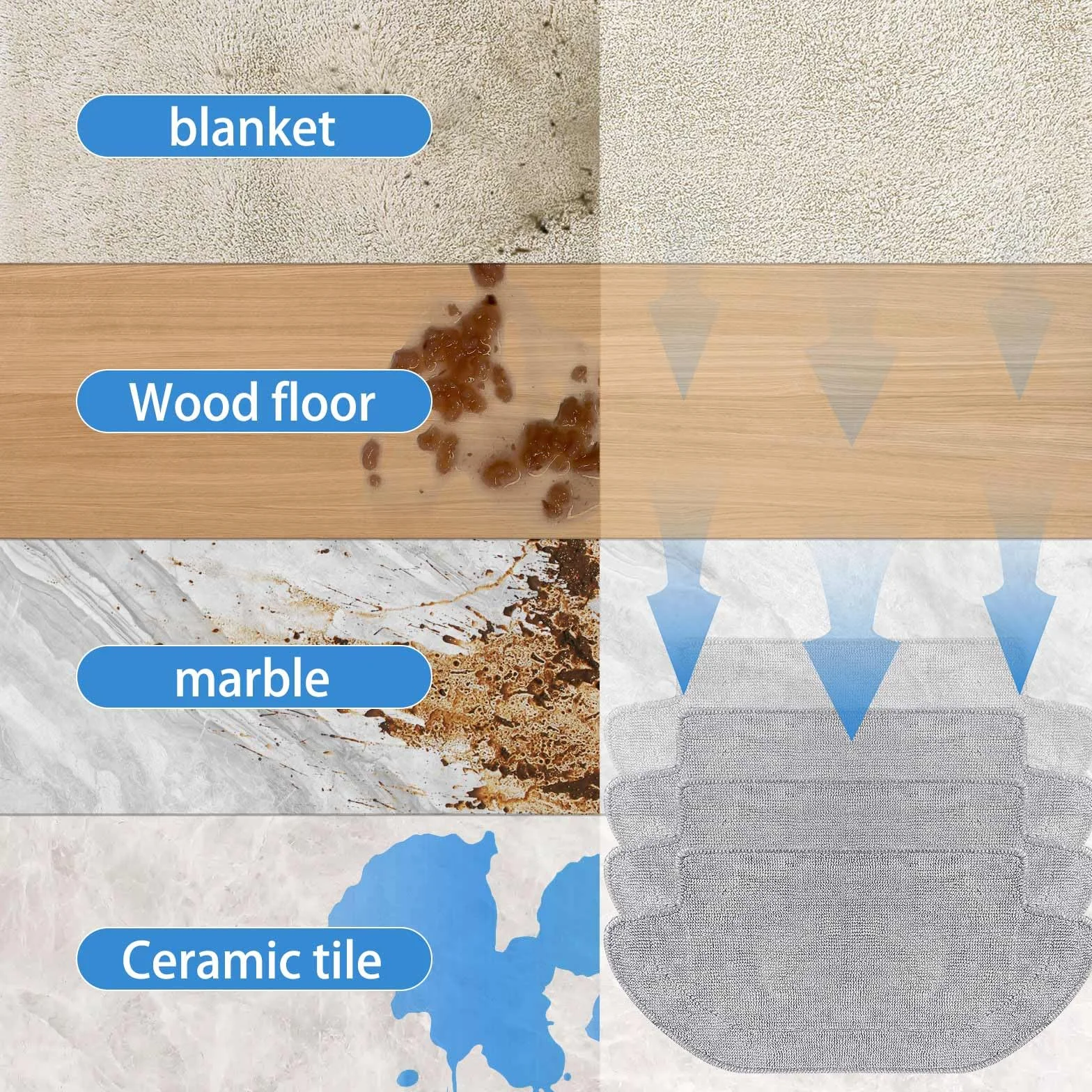 4 almohadillas de repuesto para Xiaomi S12, para Xiaomi Mi Robot Vacuum Mop 2S / Mop P/Mop Pro Robot Aspirador, lavables y reutilizables, accesorios de repuesto