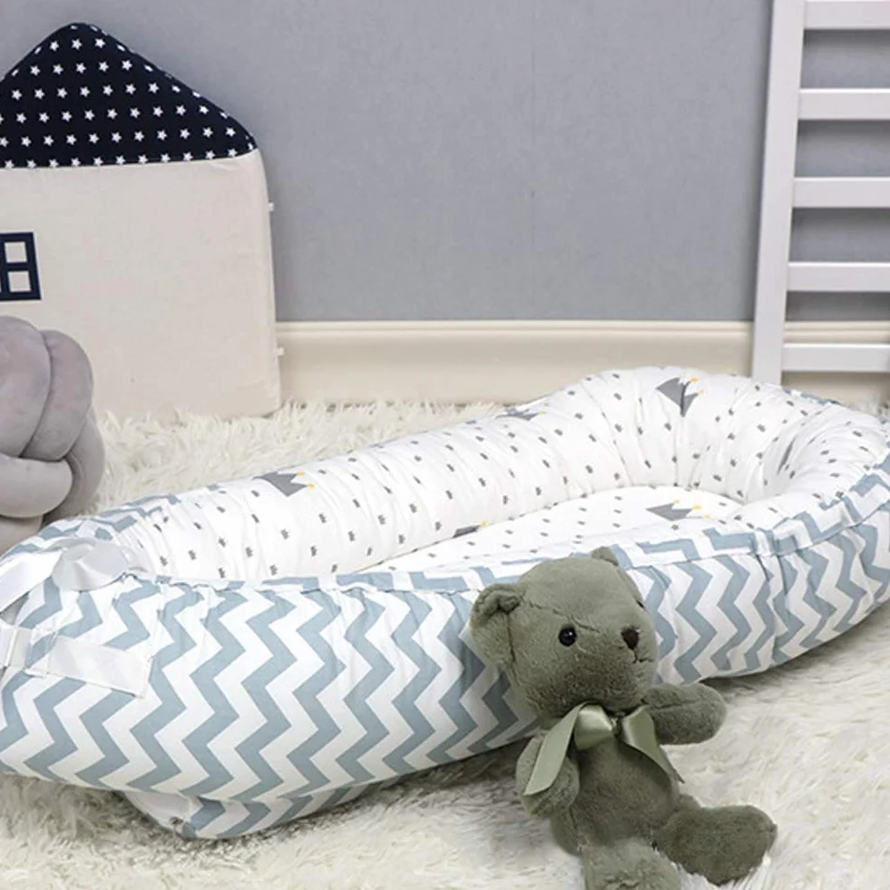 Babify Cuna Nido de Bebé Reversible, Algodón 100% Antialergenico, Blanco y Gris