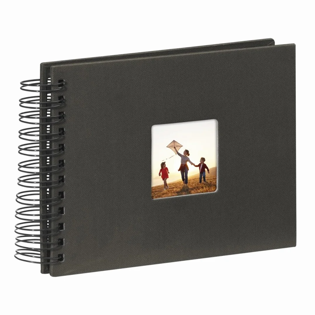 Hama | Álbum de Fotos con espiral para pegar y escribir (Álbum de fotografía de 10 x 15 cm, tamaño 24x17cm, con 50 hojas, papel cristal protector, fotos de 10x15 cm máximo 50 fotos) Color Negro