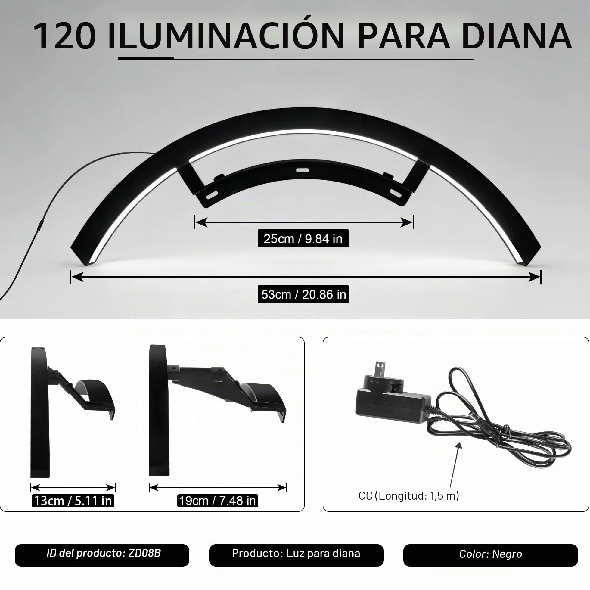 Sistema de iluminación LED para diana de dardos de acero ZD08B