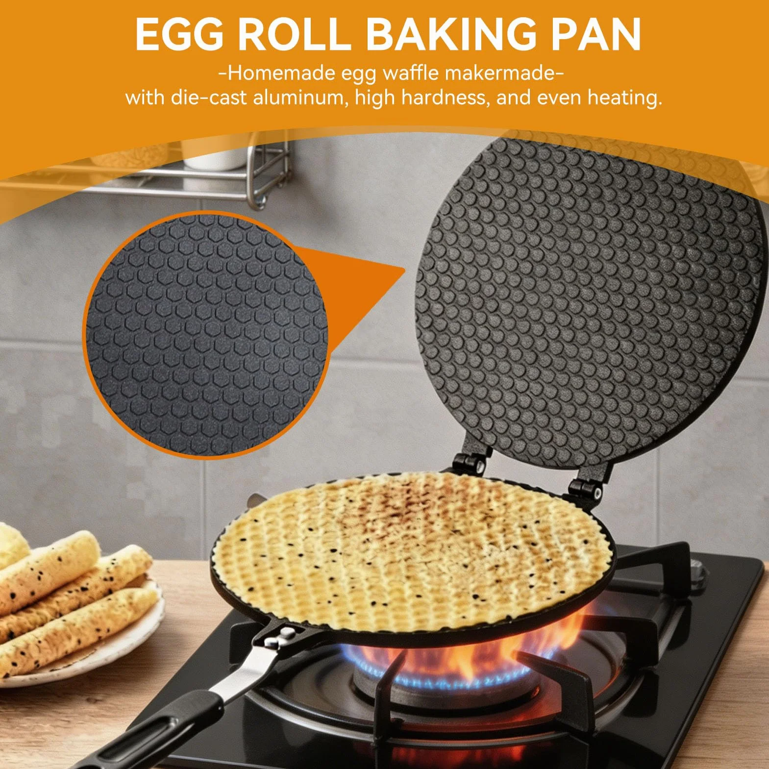 Waffle Cone Maker, Aleación de Aluminio Egg Roll Ice Cream Cone Maker Waffle Irons Baking Pan Non Stick Waffle Irons Mold Pan Non-stick Egg Roll Maker for Kitchen