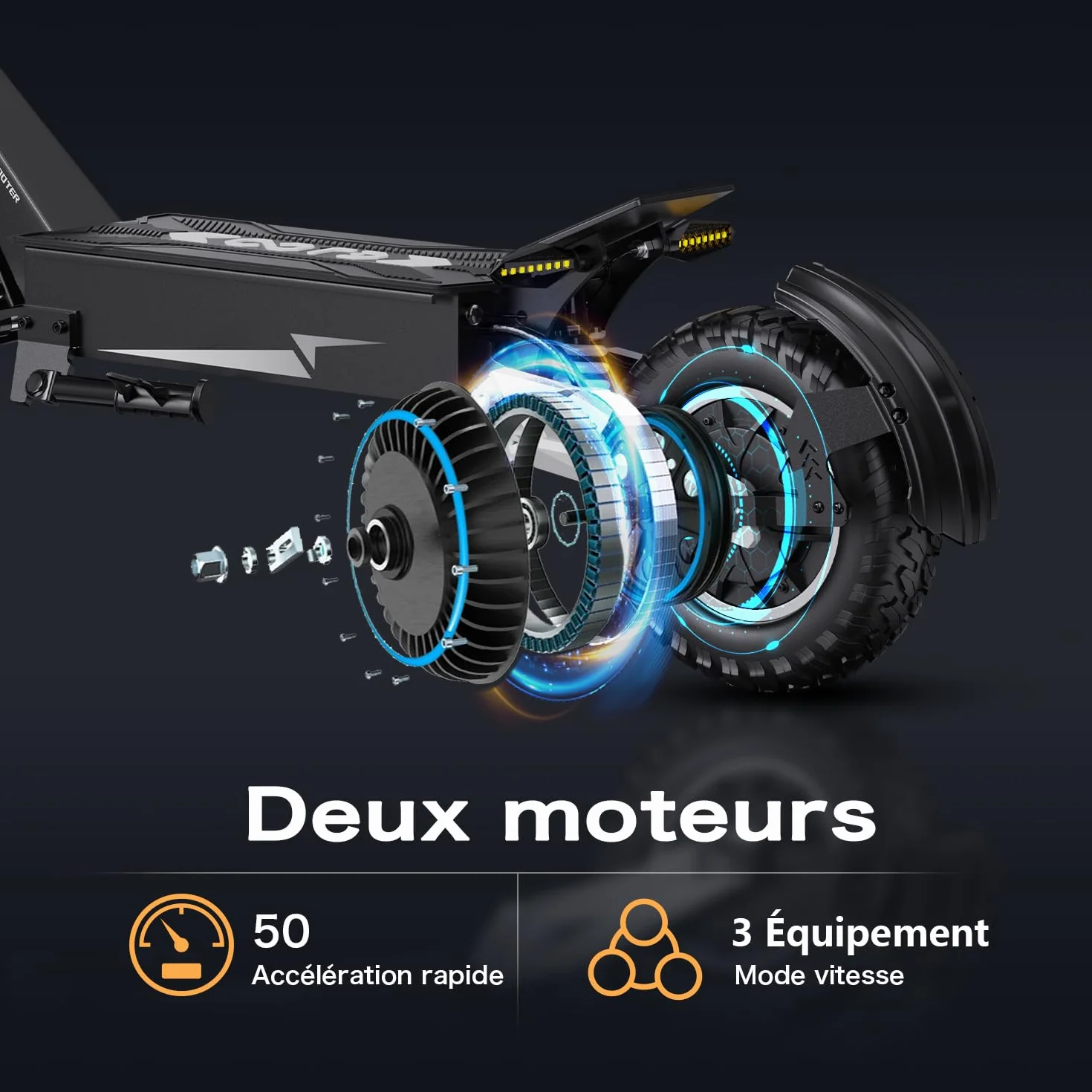 RAYI T10 Patinete Eléctrico para Adultos 48V 13.5Ah 45-50km Autonomía Ruedas 11 Pulgadas Arranque por Llave